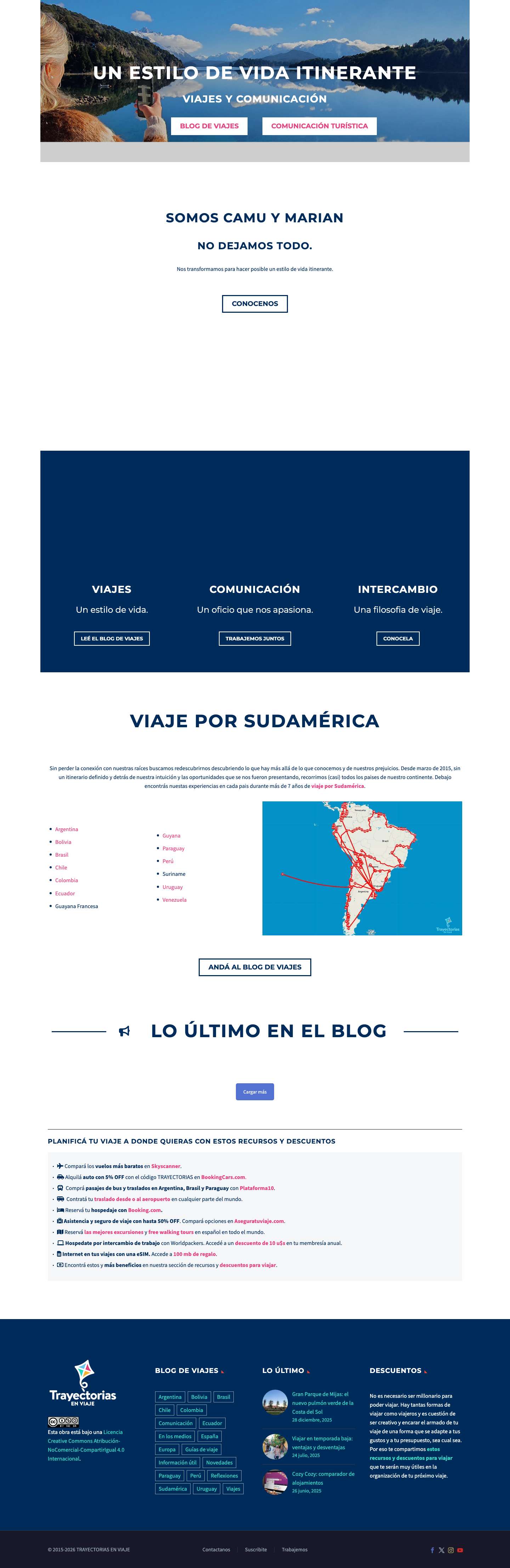Blog de viajes de un estilo de vida itinerante - Trayectorias en Viaje - Full Screenshot