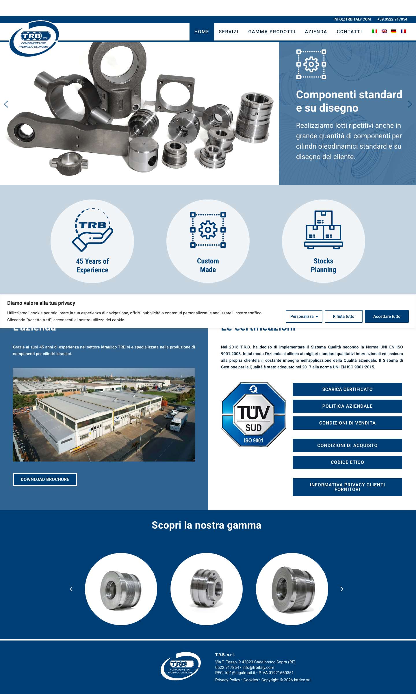 TRB Italy • Componenti per cilindri oleodinamici - Full Screenshot