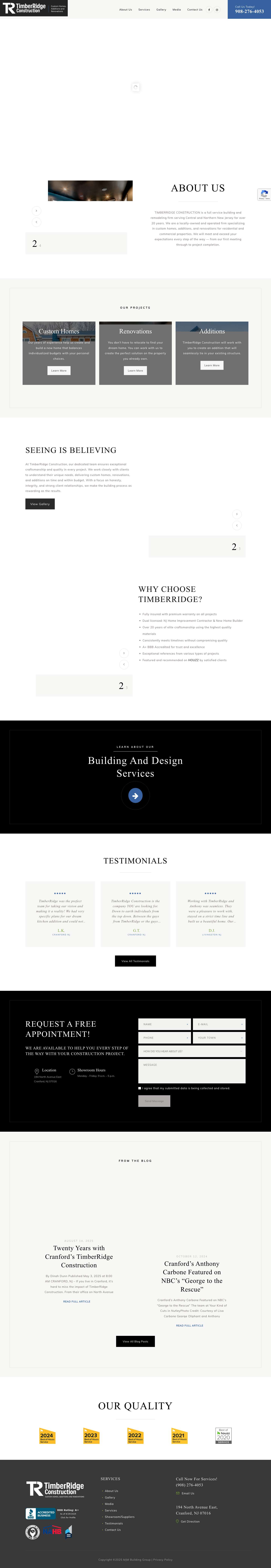 TimberRidge - Custom Homes, Additions and Renovations - Full Screenshot