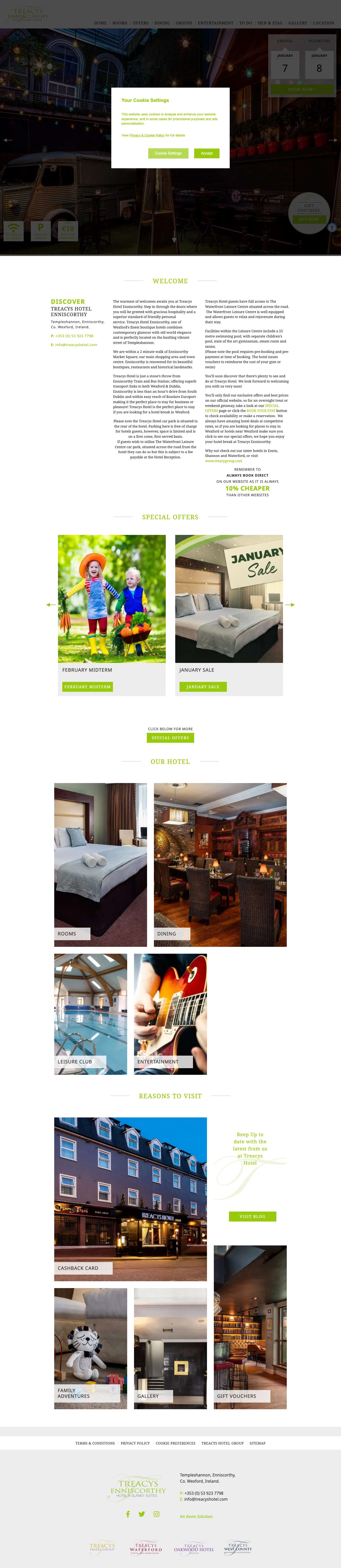 Treacys Enniscorthy Hotel & Slaney Suites | Hotels in Wexford | Book Now - Full Screenshot