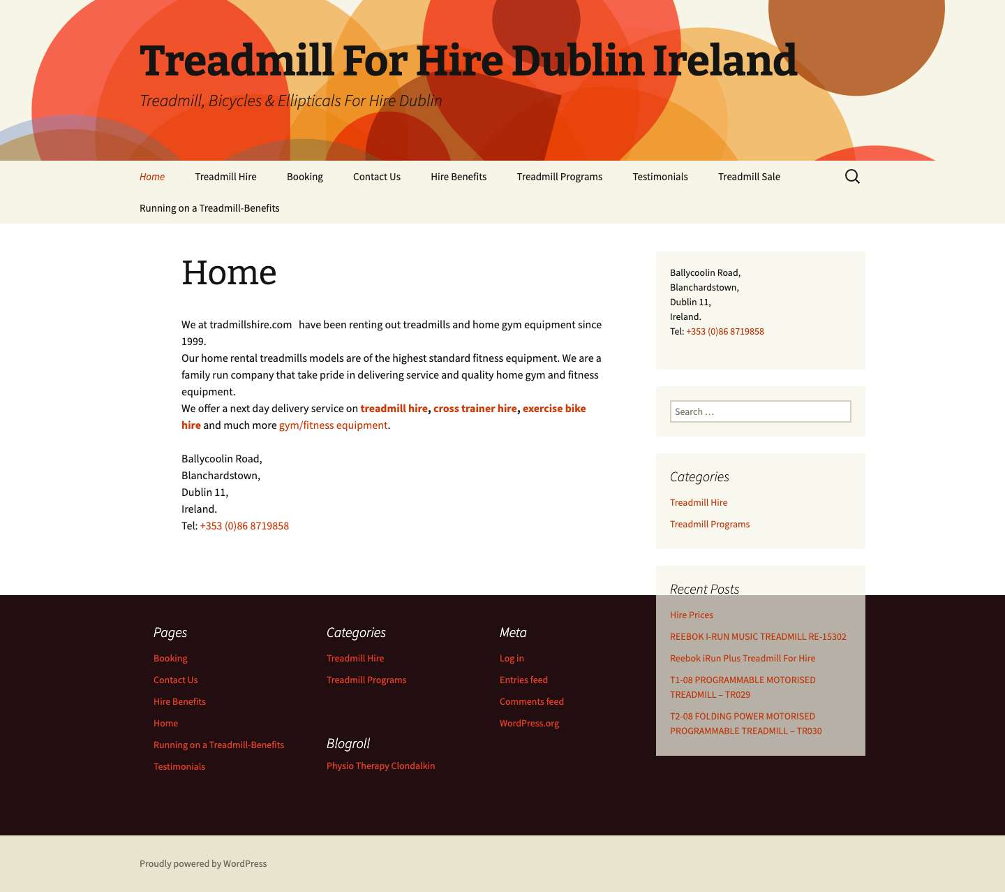 Treadmill For Hire Dublin Ireland - Full Screenshot