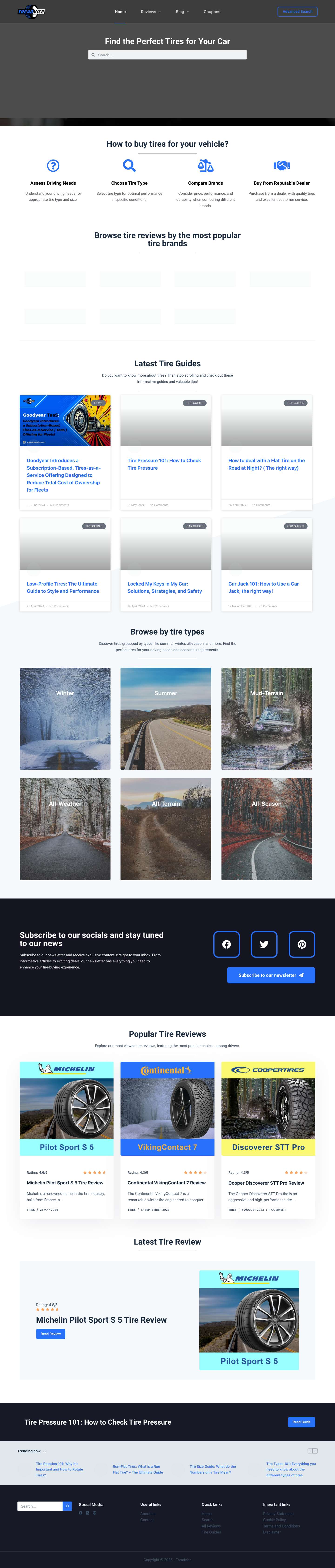 Treadvice | Tire Reviews And Buying Guide - Full Screenshot
