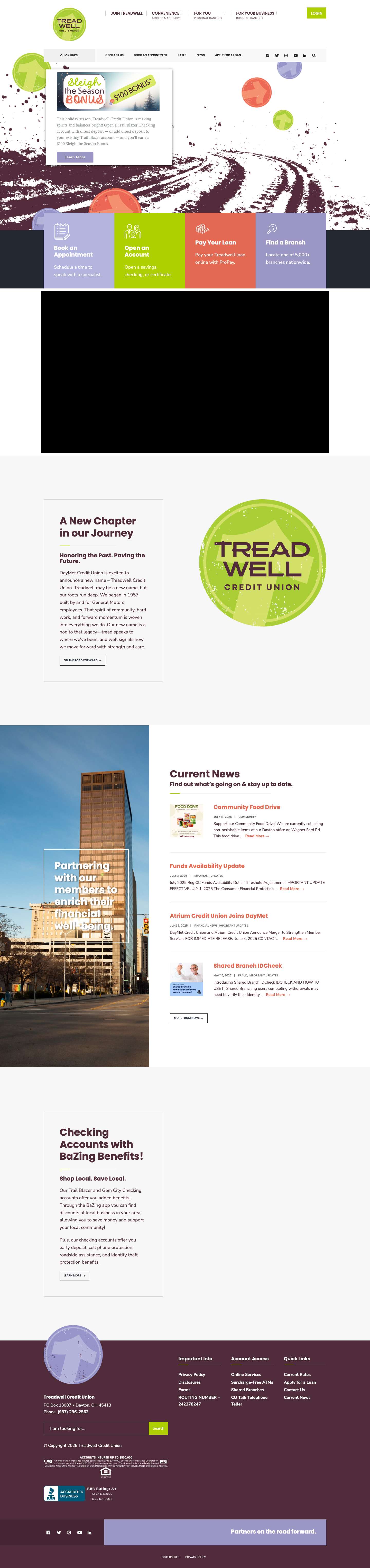 Treadwell Credit Union – A credit union in the Miami Valley dedicated to partnering with our members to enrich their financial well-being. - Full Screenshot