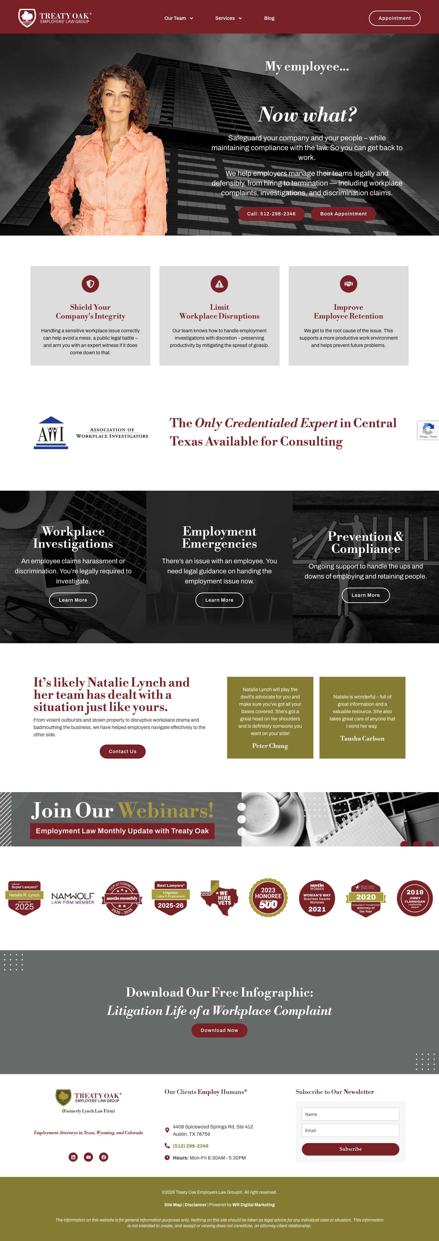 Treaty Oak Employers' Legal Group | Formerly Lynch Law Firm - Full Screenshot