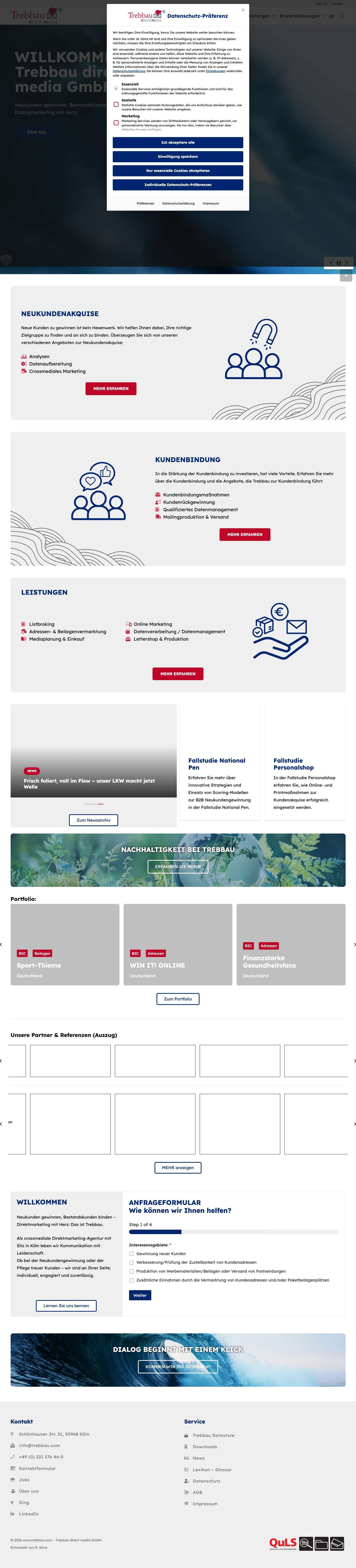Die Agentur für crossmediales Dialogmarketing | Trebbau - Full Screenshot