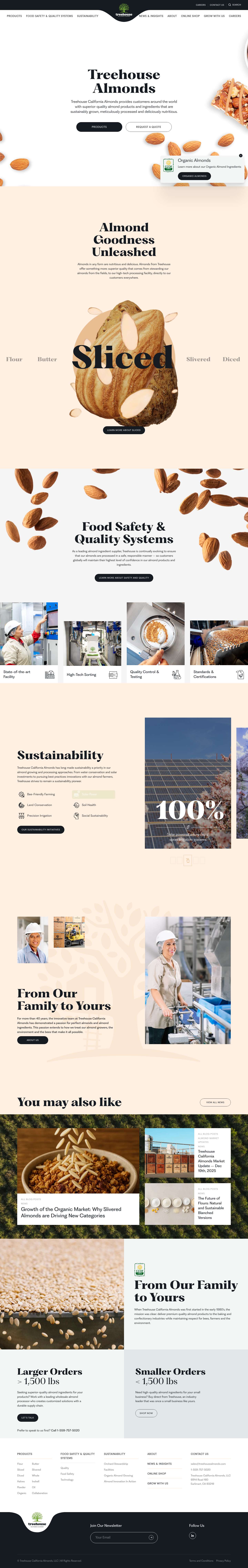 Superior-Quality Almond Products and Ingredients - Treehouse California Almonds - Full Screenshot
