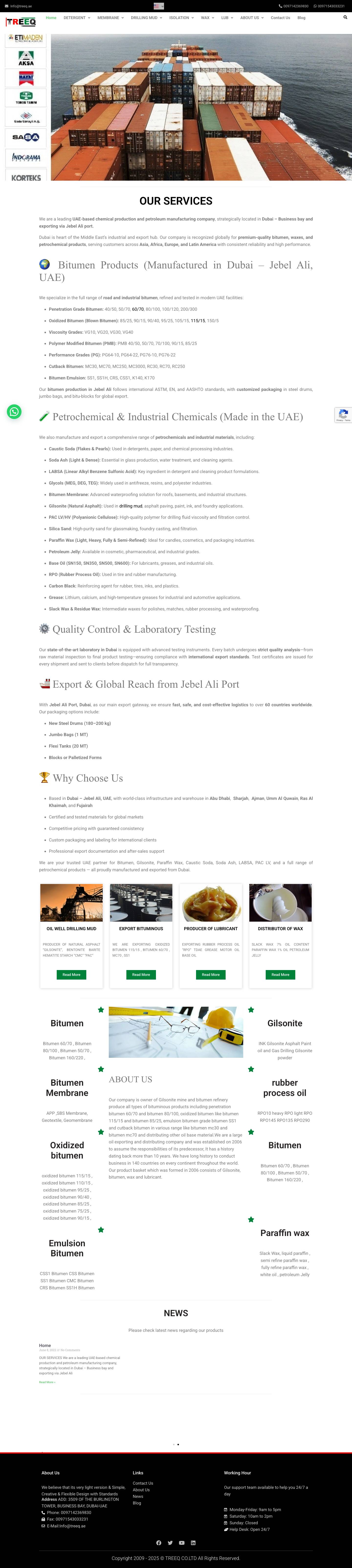 Bitumen supplier in UAE | Gilsonite manufacturer | Dubai base Co. - Full Screenshot