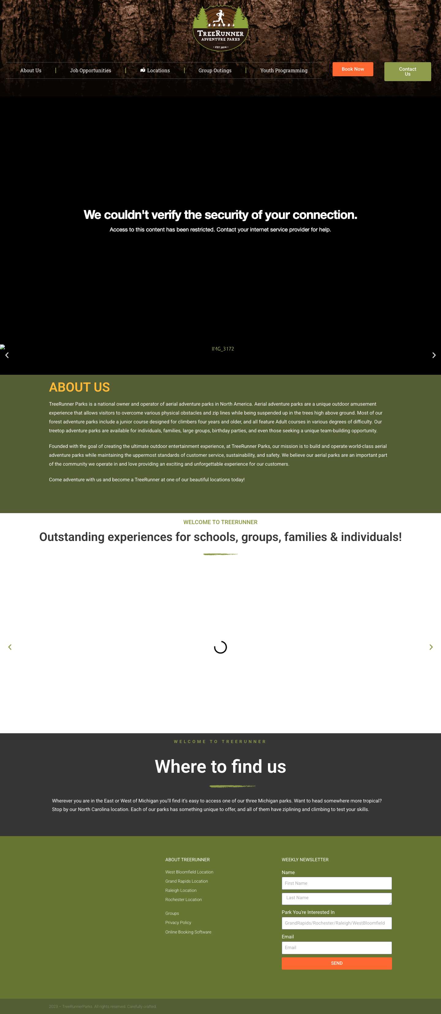 TreeRunner Home - TreeRunner Parks - Full Screenshot