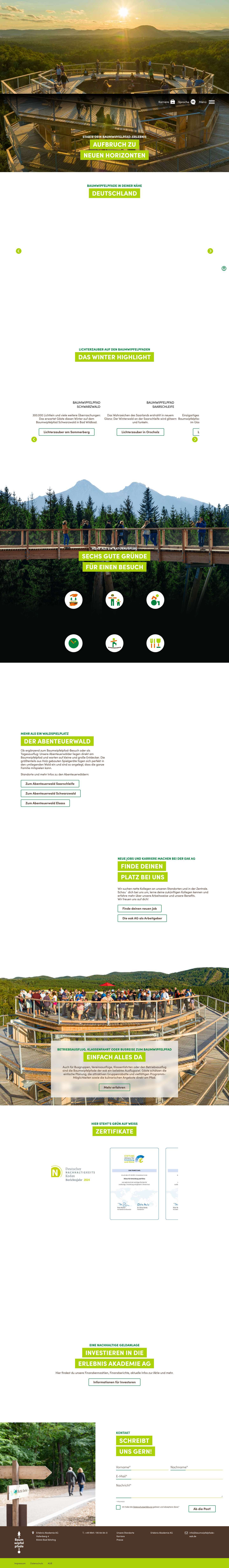 Willkommen bei den Baumwipfelpfaden der Erlebnis Akademie AG! - Full Screenshot