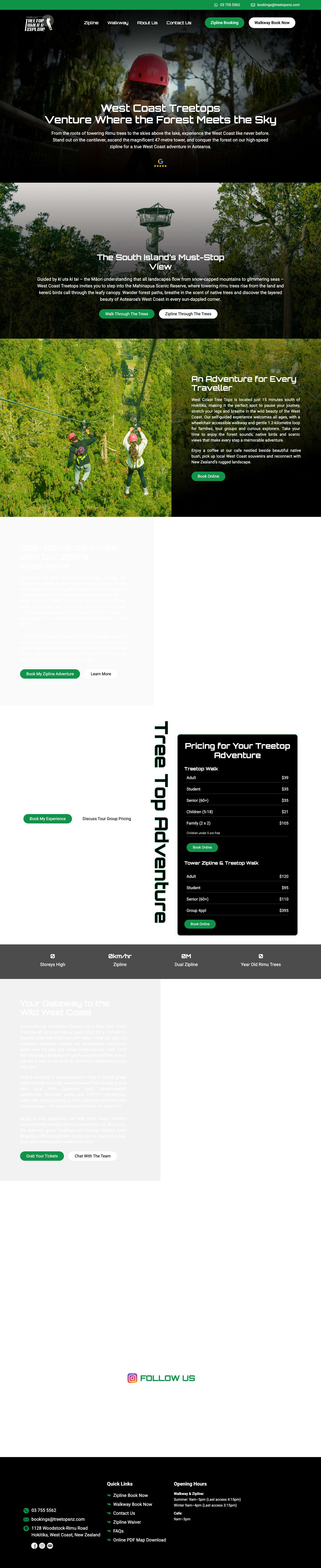 Treetops Zipline & Walkway Adventure West Coast | Hokitika Tree Walk - Full Screenshot