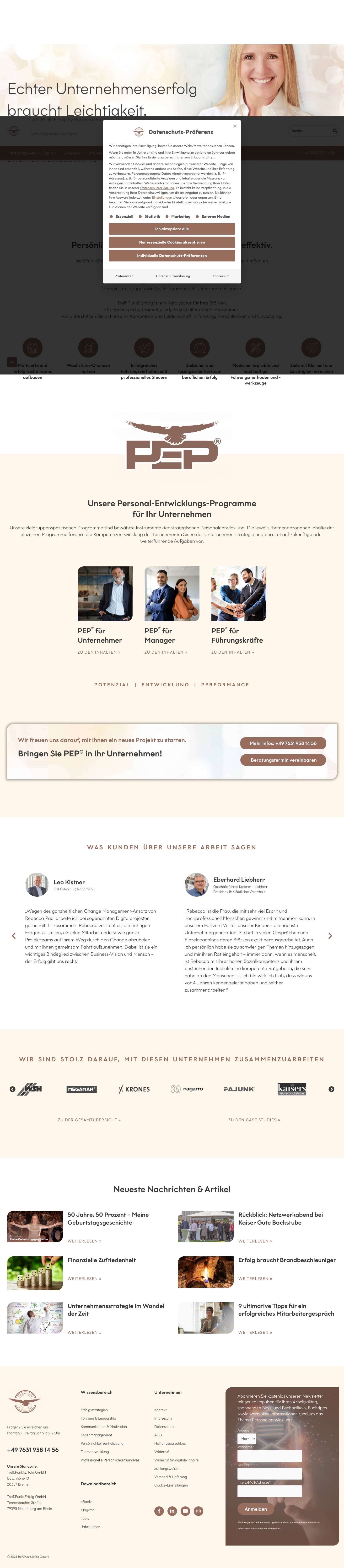 Startseite - Treff.Punkt.Erfolg - Full Screenshot