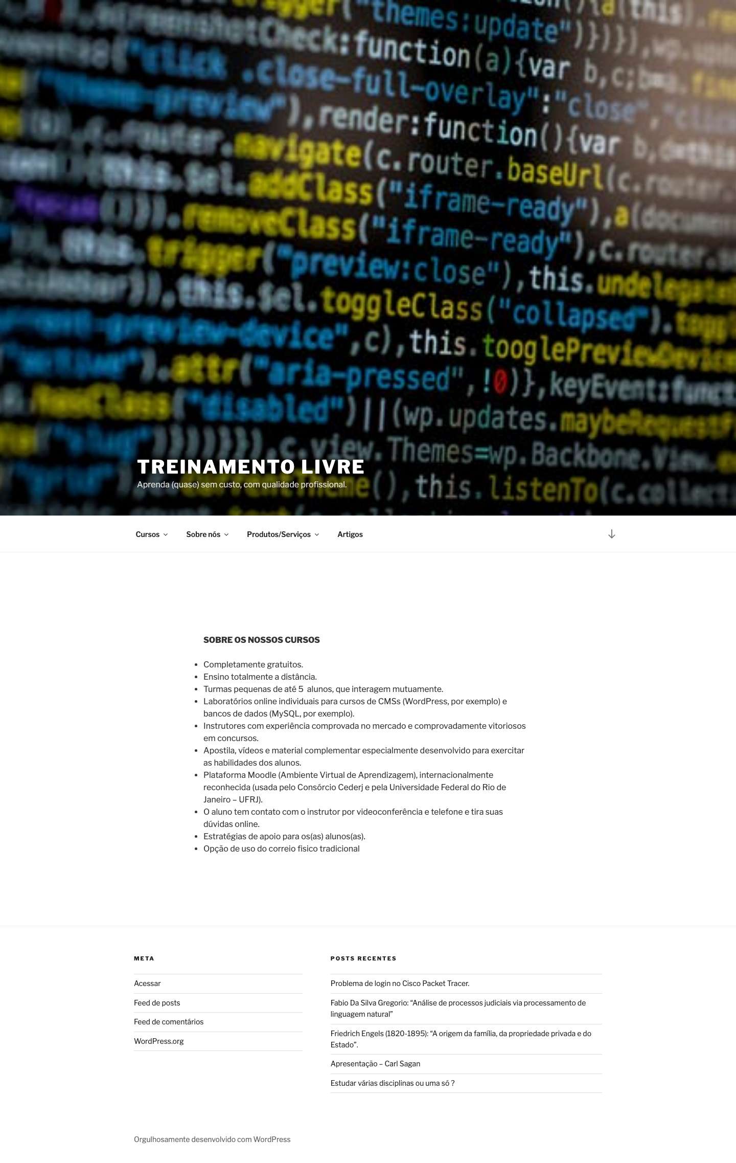 Treinamento Livre – Aprenda (quase) sem custo, com qualidade profissional. - Full Screenshot
