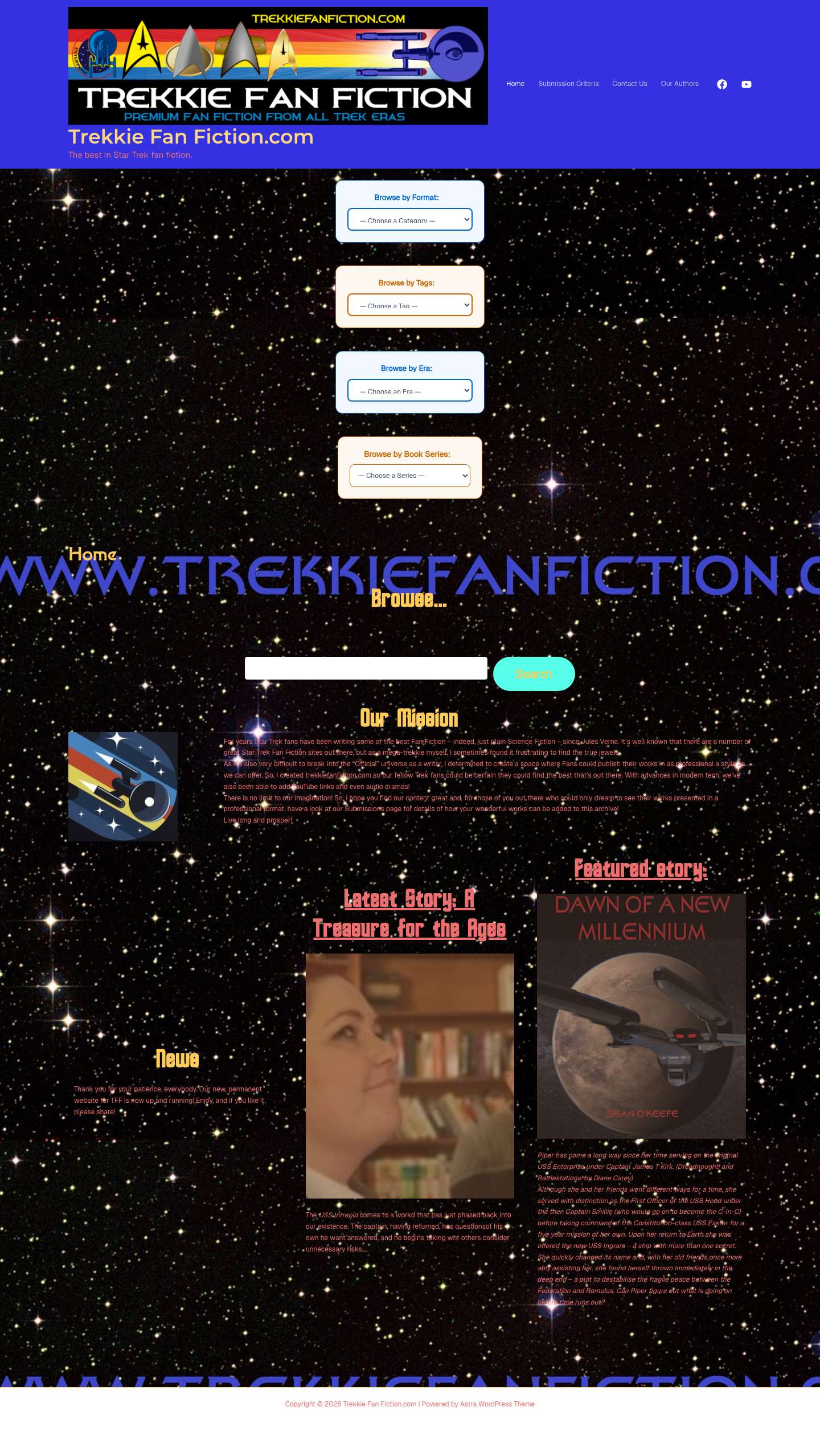 Trekkie Fan Fiction.com – The best in Star Trek fan fiction. - Full Screenshot