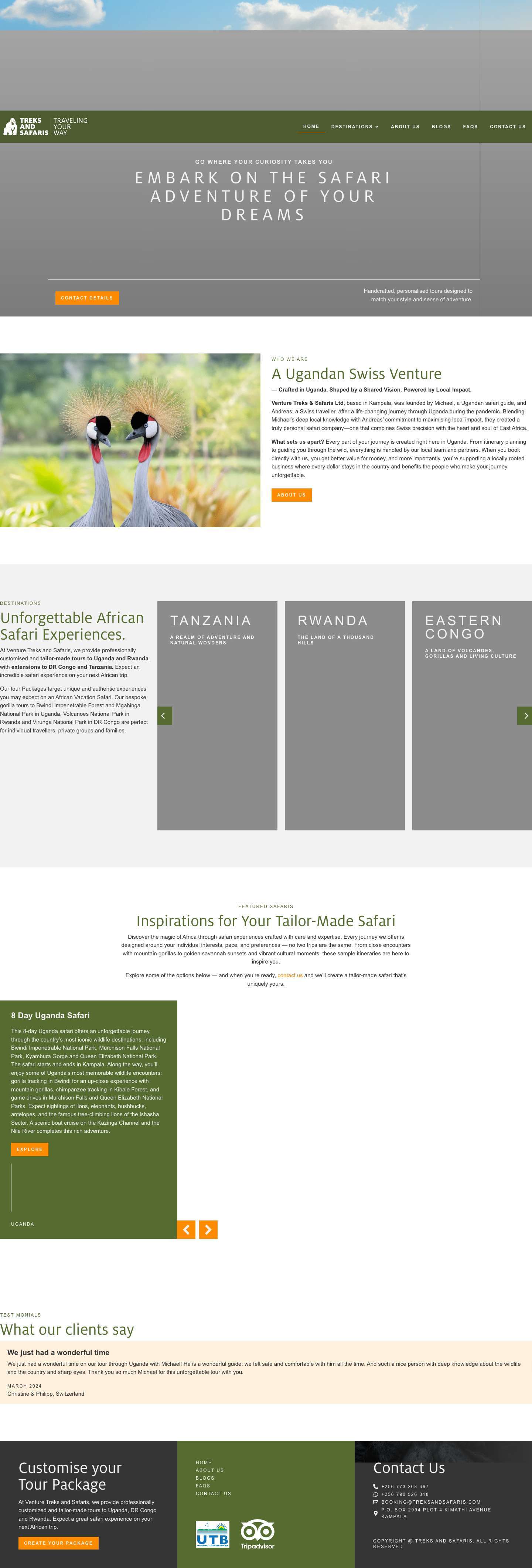 Home - Treks and Safaris - Full Screenshot