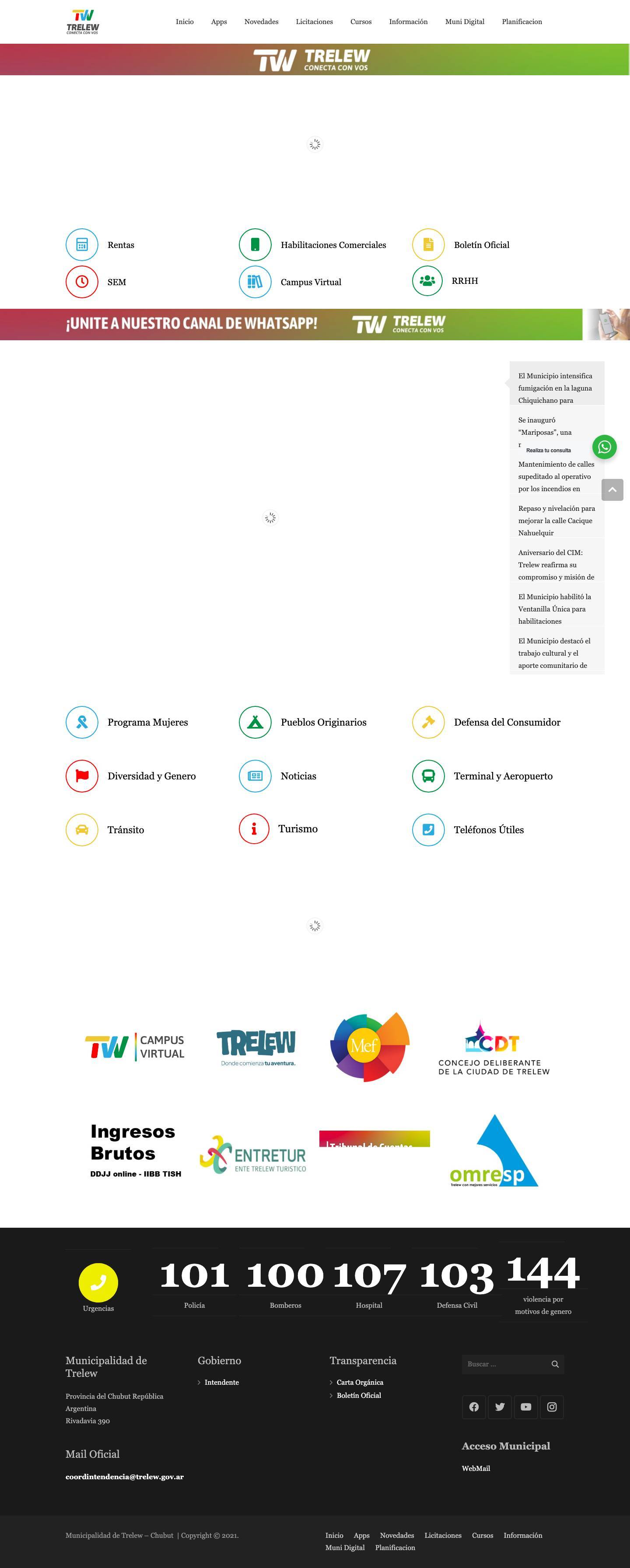 Municipalidad de Trelew – Portal Institucional - Full Screenshot
