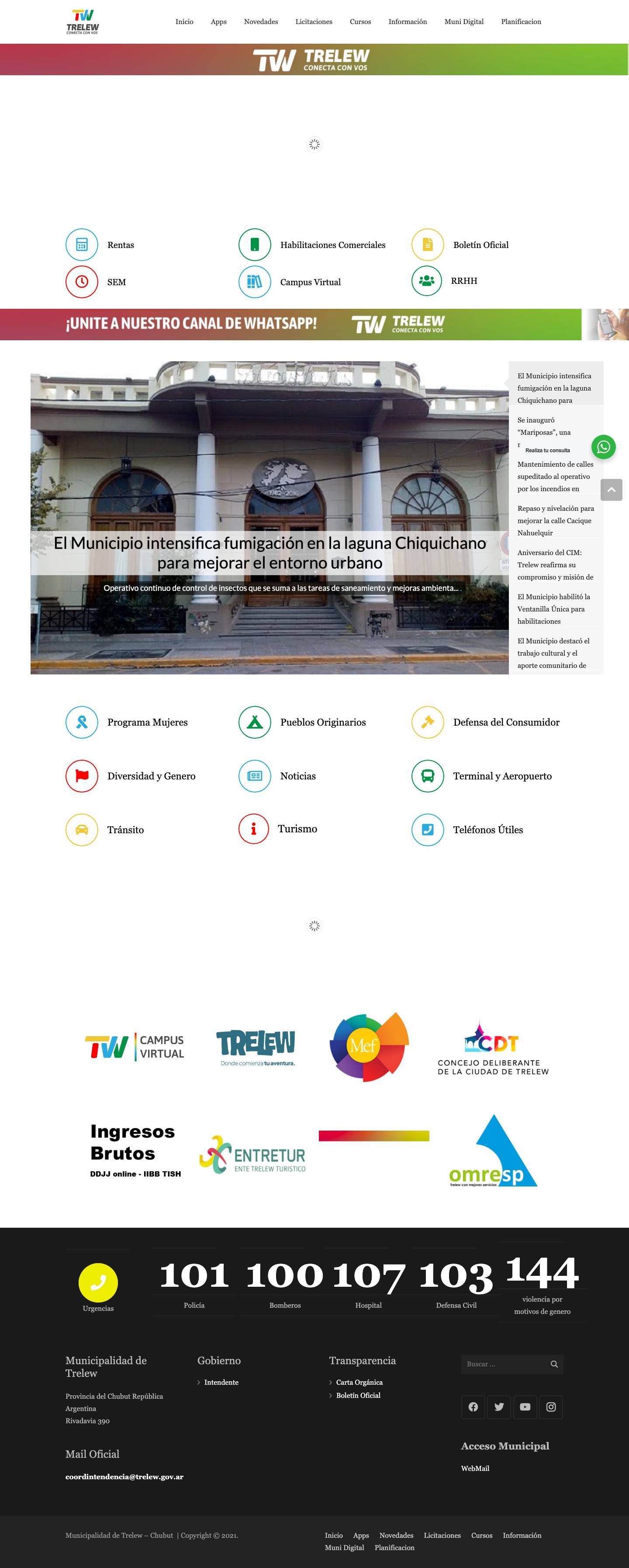 Municipalidad de Trelew – Portal Institucional - Full Screenshot