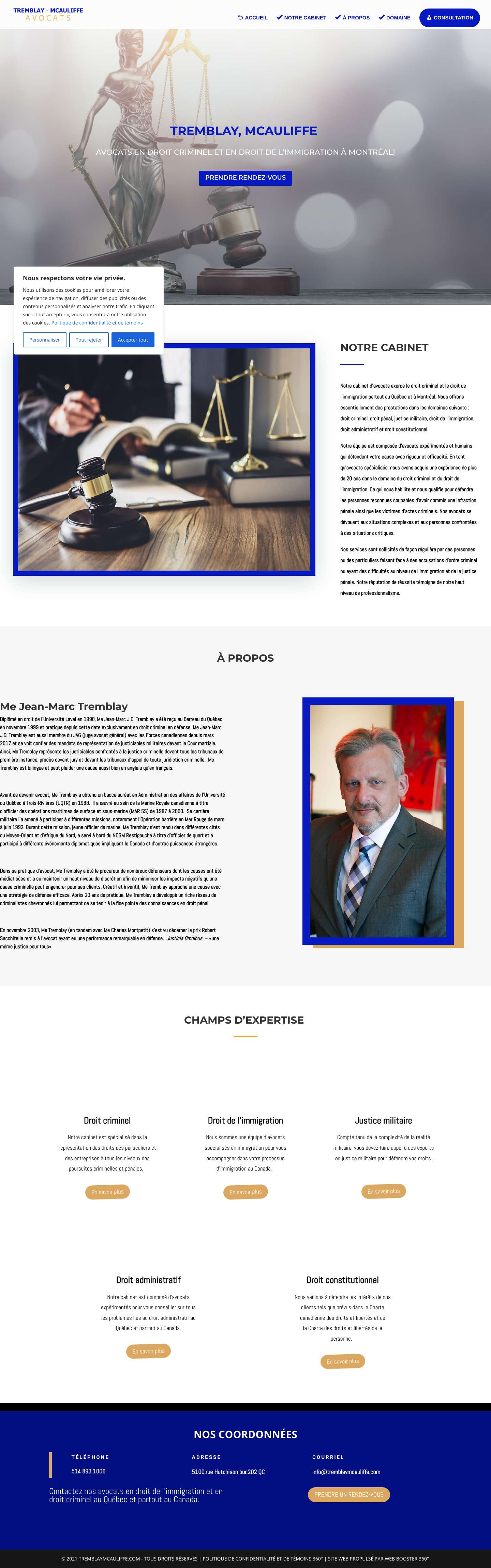 Tremblay McAuliffe - Avocat en droit criminel a Montréal - Full Screenshot