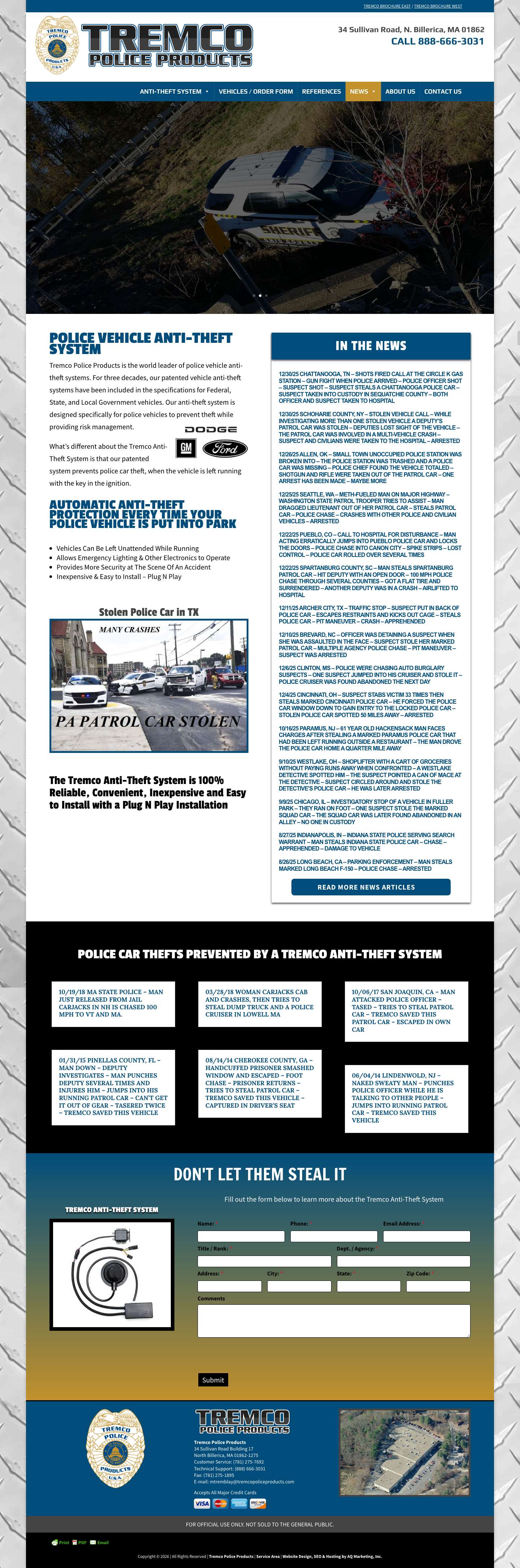 Tremco Police Products - Police Vehicle Anti Theft System - Full Screenshot