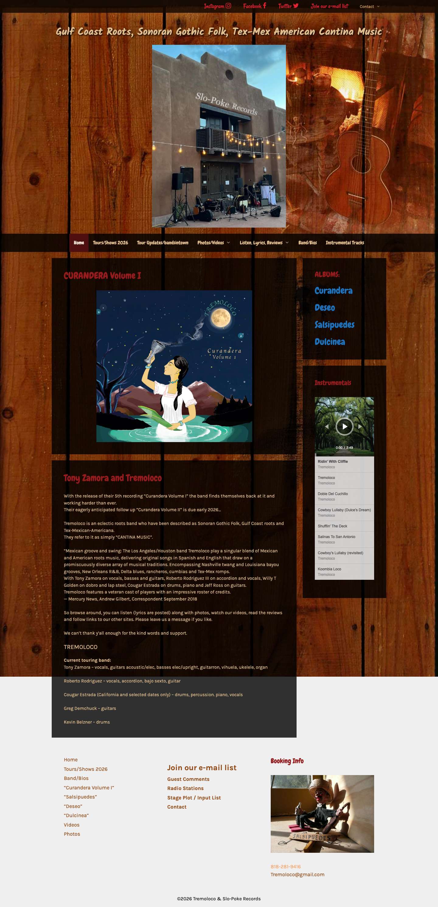 tremolocos.com – Gulf Coast Roots, Sonoran Gothic Folk, Tex-Mex American Cantina Music - Full Screenshot