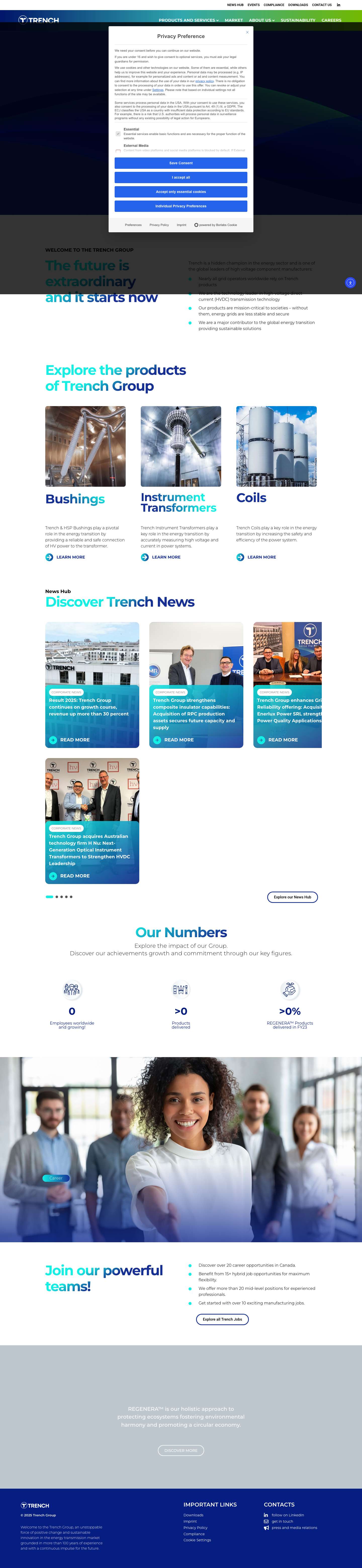 Trench Group | Sustainable High Voltage Products - Full Screenshot