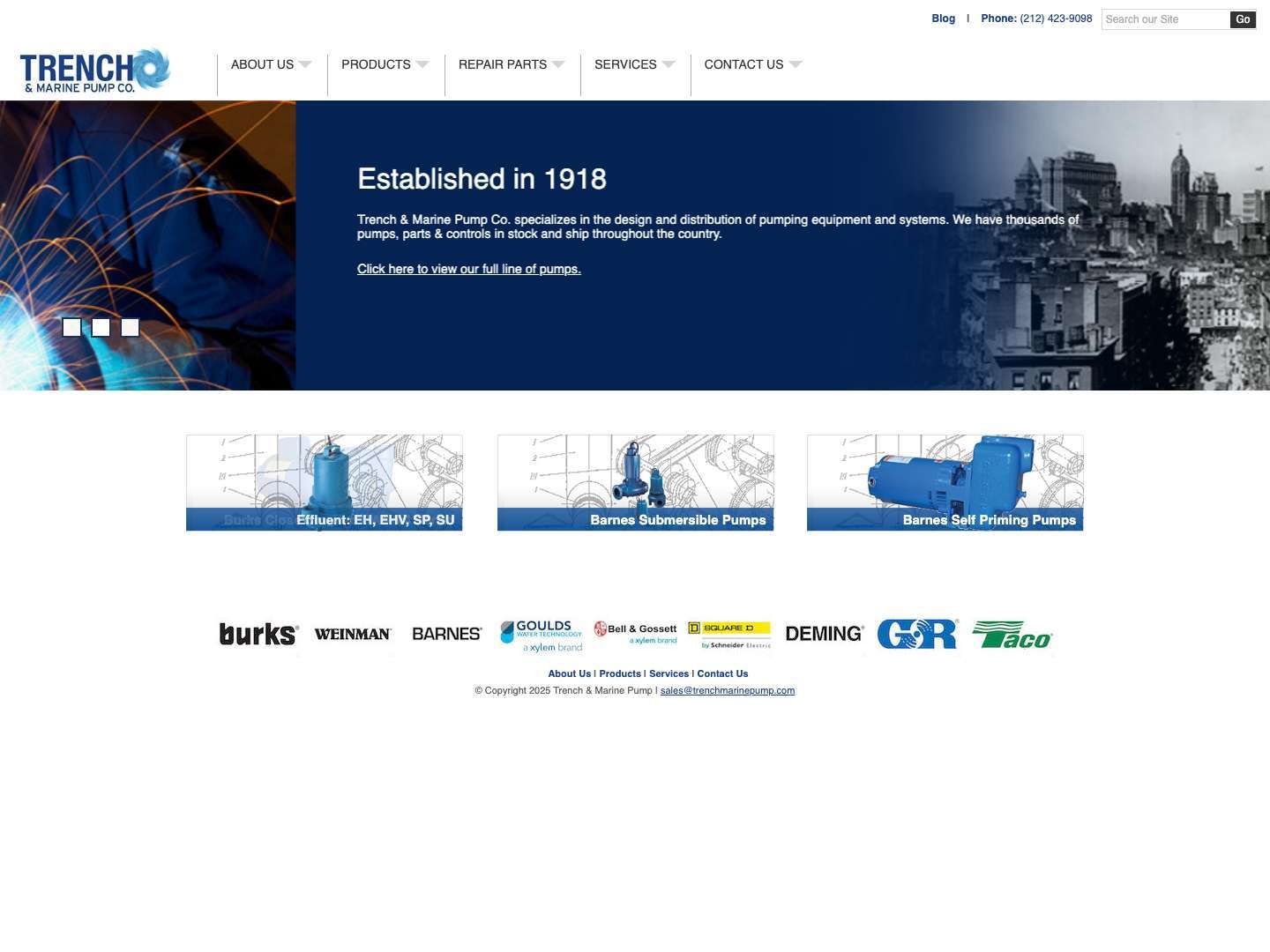 Home - Trench & Marine Pumps - Full Screenshot