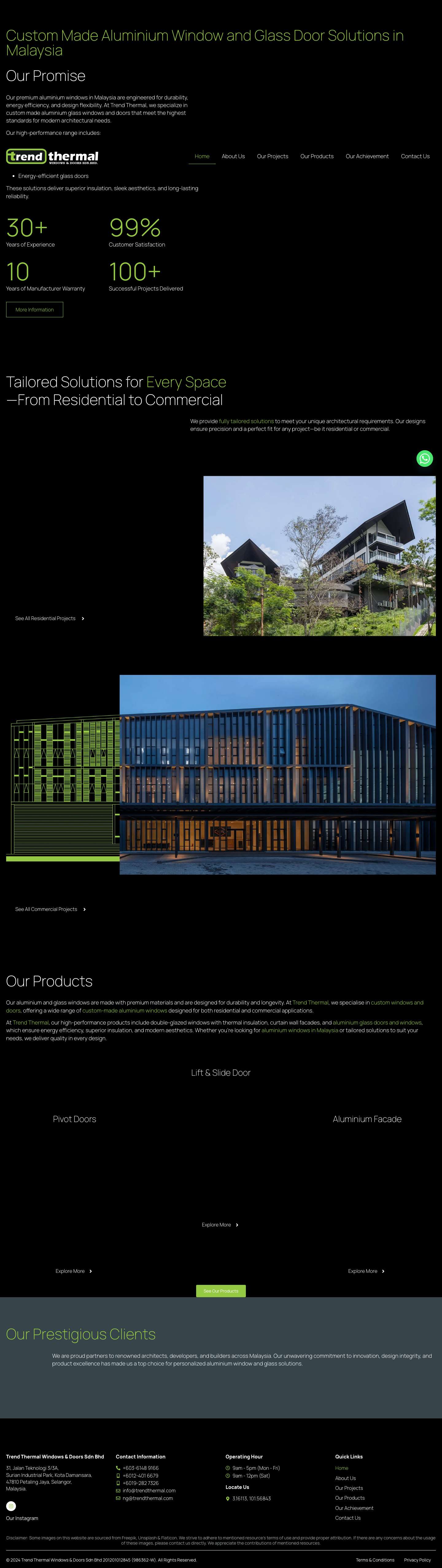 Custom Made Aluminium Glass Window And Doors in Malaysia - Full Screenshot