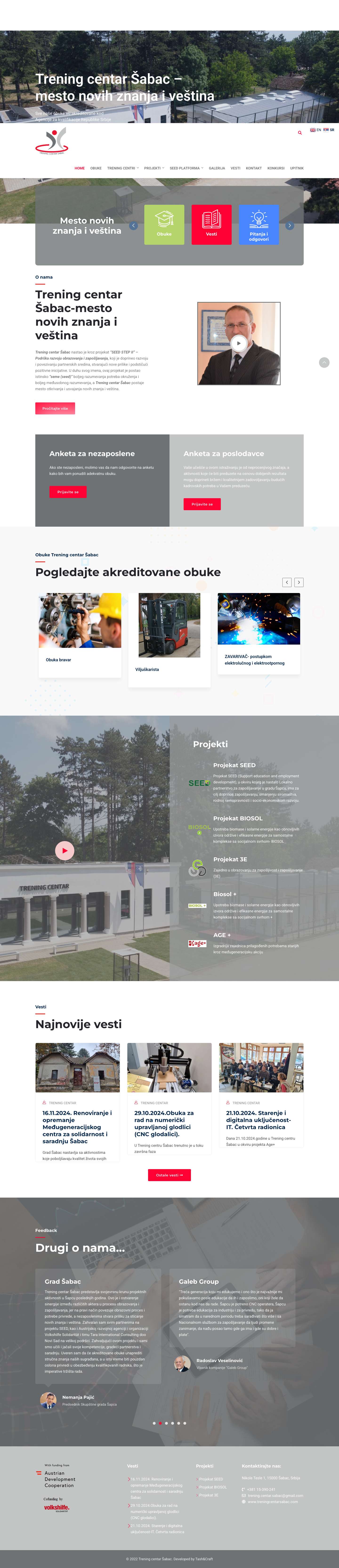 Trening centar Šabac – Akreditovane obuke - Full Screenshot