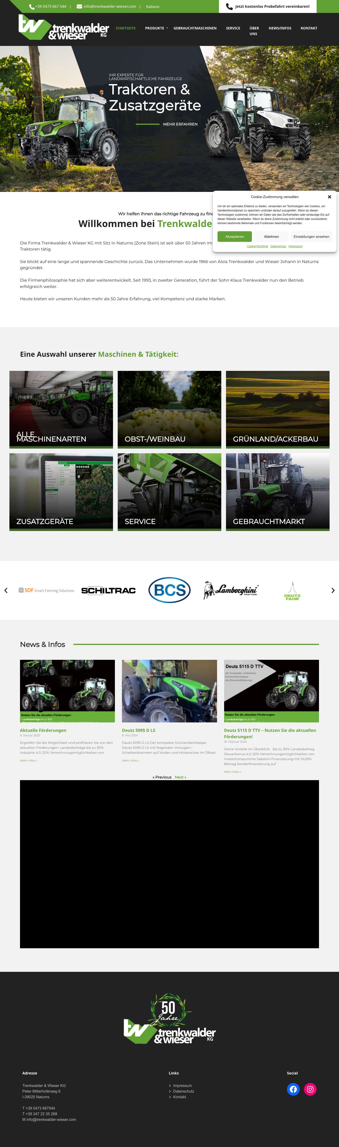 Home - Trenkwalder & Wieser - Landtechnik und Traktoren - Full Screenshot