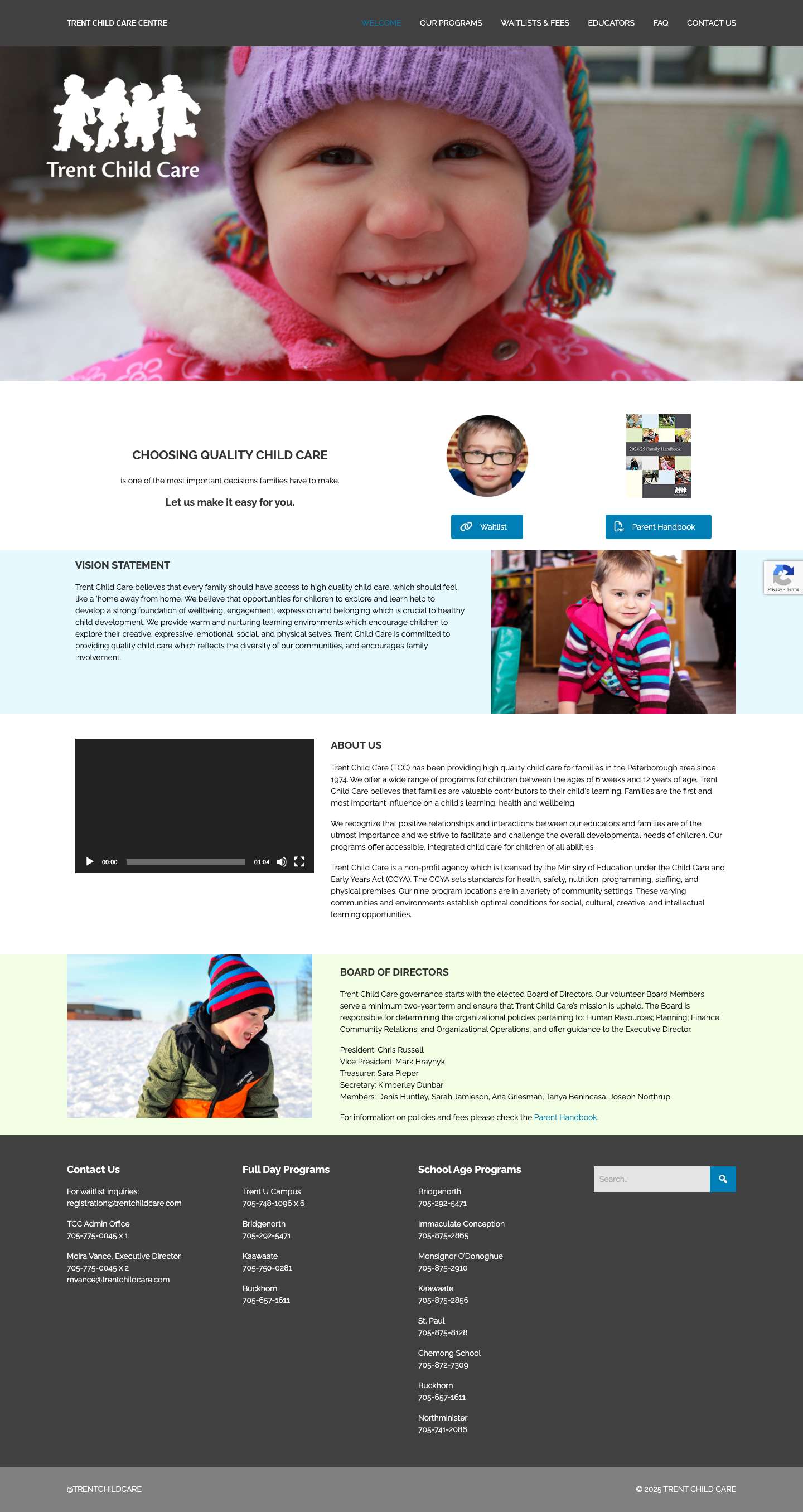 Welcome - Trent Child Care - Full Screenshot
