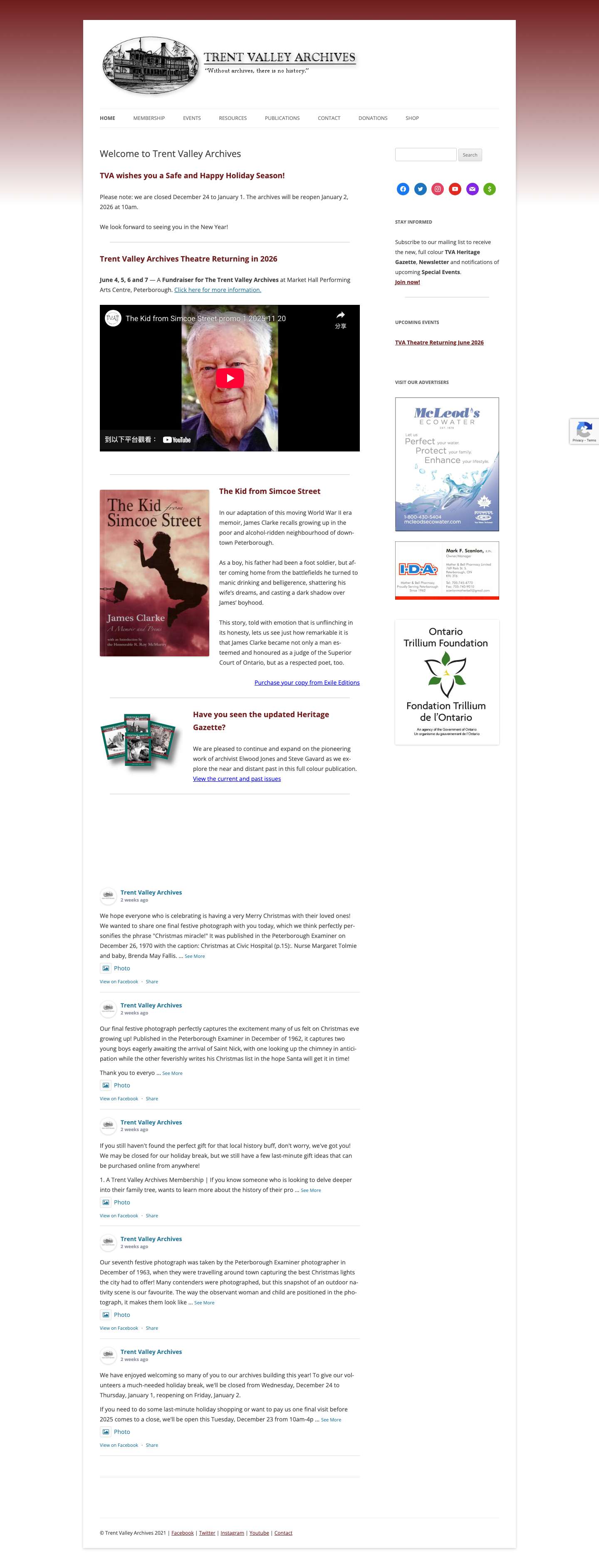 Welcome to Trent Valley Archives - Trent Valley Archives - Full Screenshot