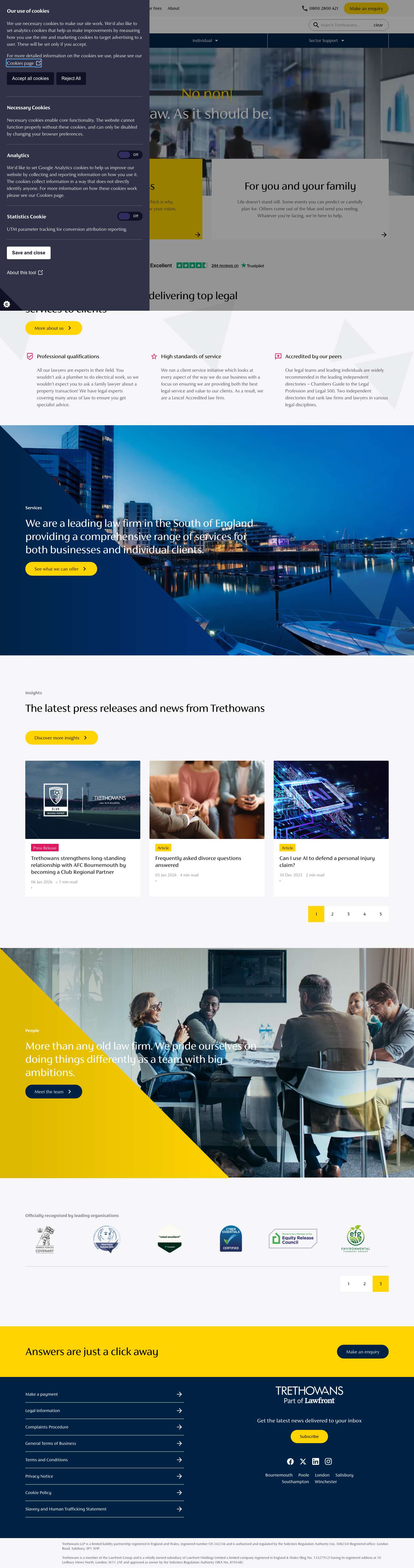 Trethowans | Full Service UK Law Firm | Legal Services | Solicitors - Full Screenshot