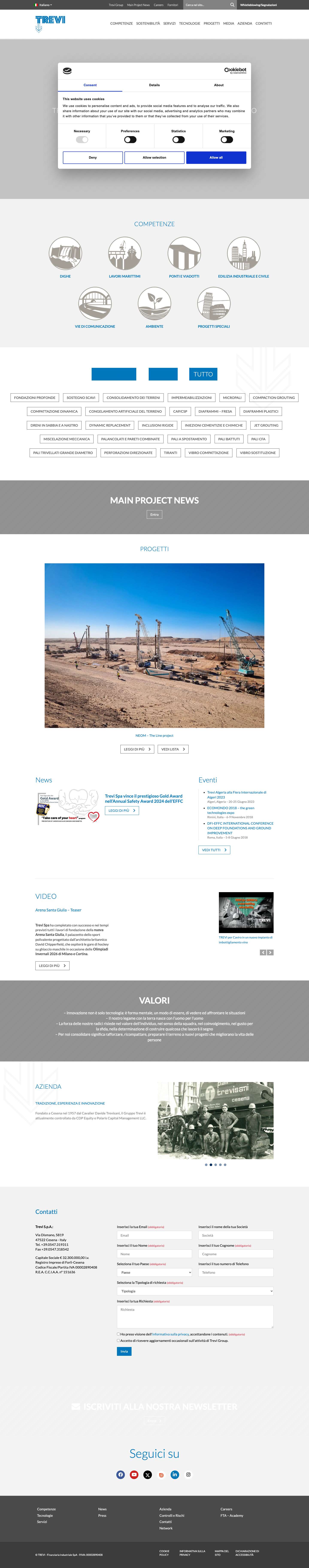 Fondazioni e Consolidamento Fondazioni Speciali | Trevi spa - Full Screenshot