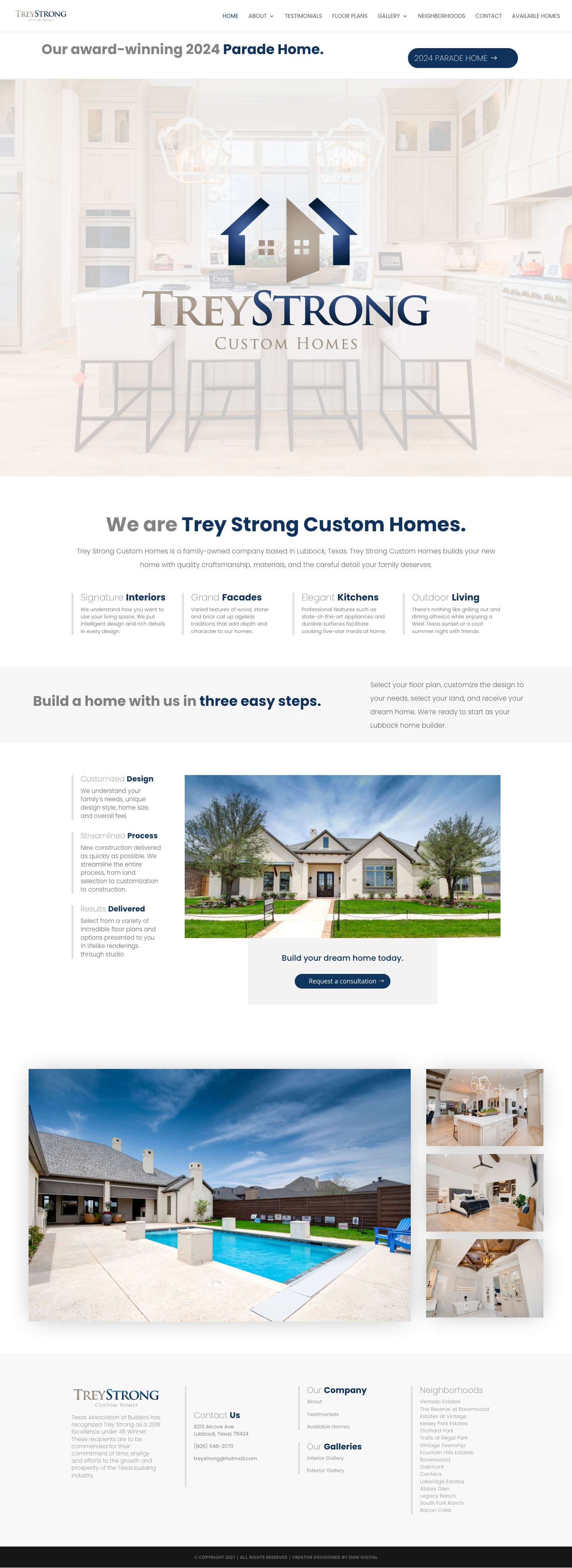 Trey Strong Custom Homes | Custom Home Builder in Lubbock - Full Screenshot