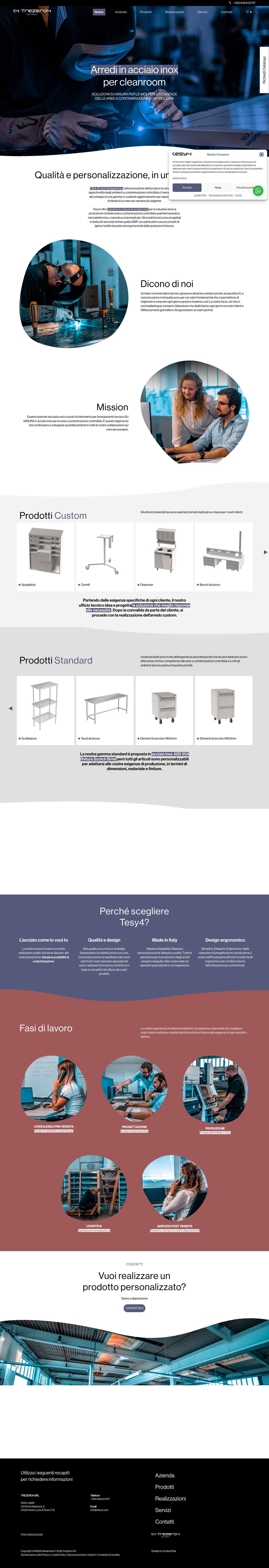 Trezero4: Arredi in acciaio inox per cleanroom - Full Screenshot