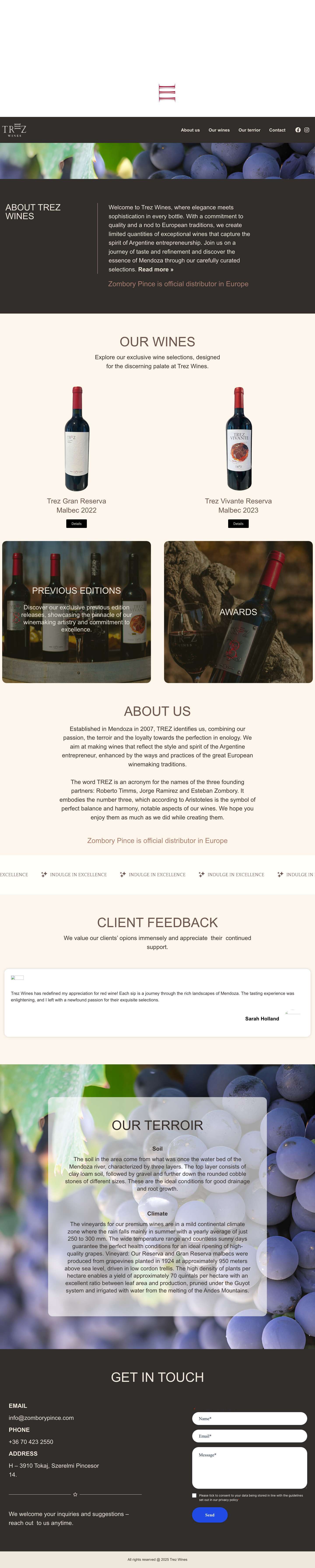 Trez Wines - Full Screenshot