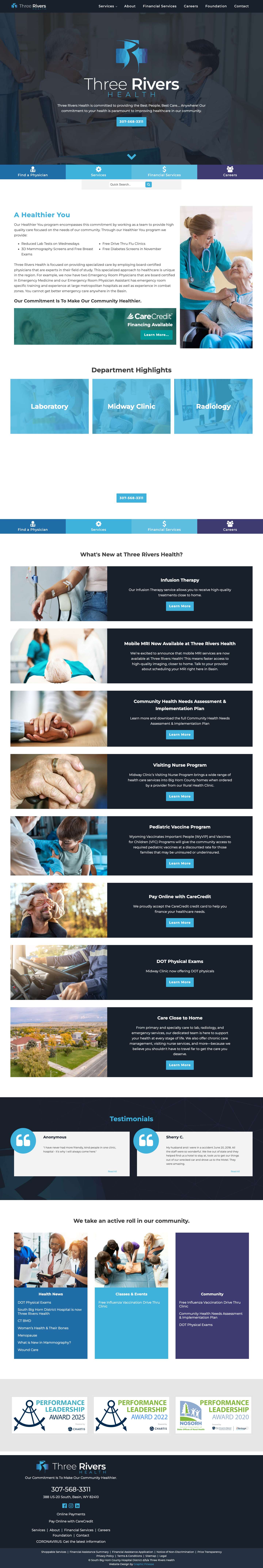 Three Rivers Health | Big Horn County, WyomingVisit our FacebookVisit our InstagramVisit our LinkedIncogchevron-downgroupuser-mdquote-leftdollarlinkedinfacebookpinterestyoutubersstwitterinstagramfacebook-blankrss-blanklinkedin-blankpinterestyoutubetwitterinstagram - Full Screenshot