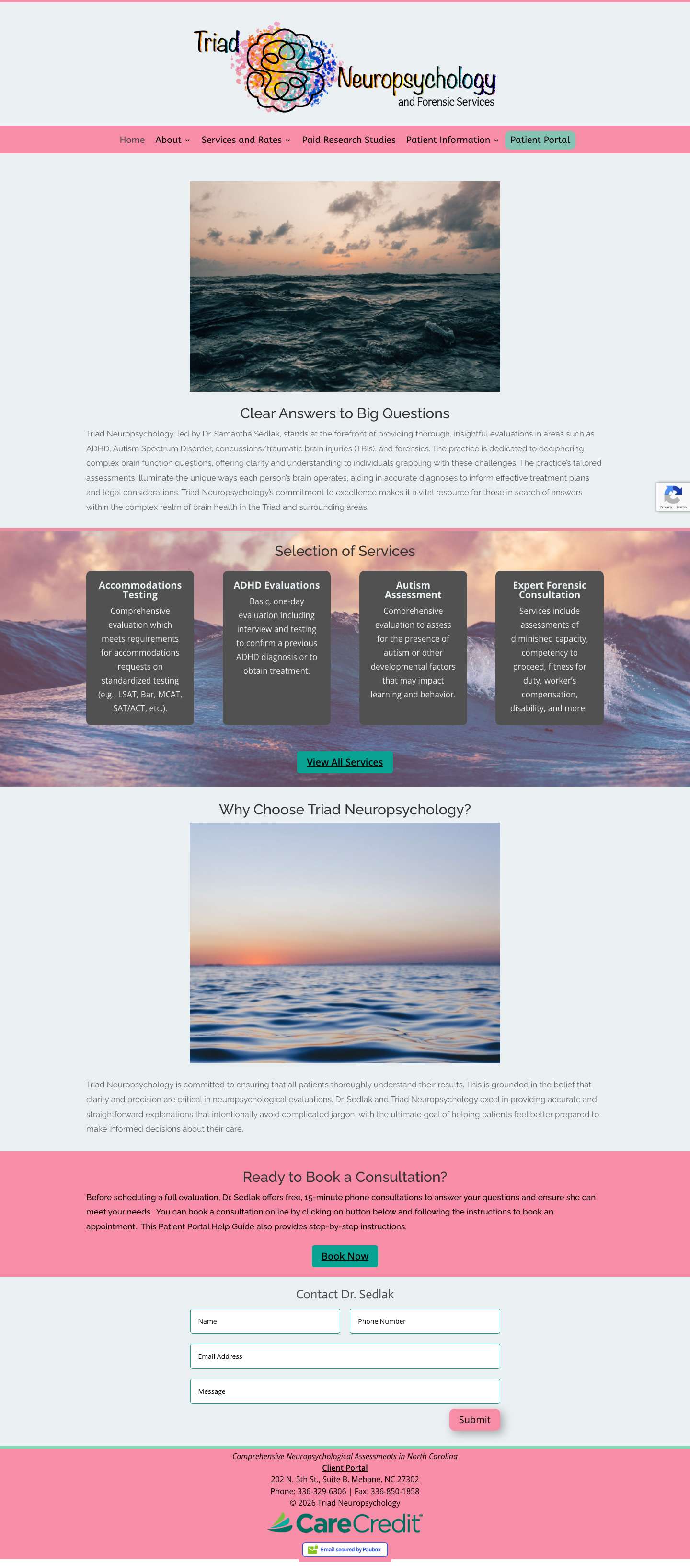 Triad Neuropsychology - Evaluations in the North Carolina Triad - Full Screenshot