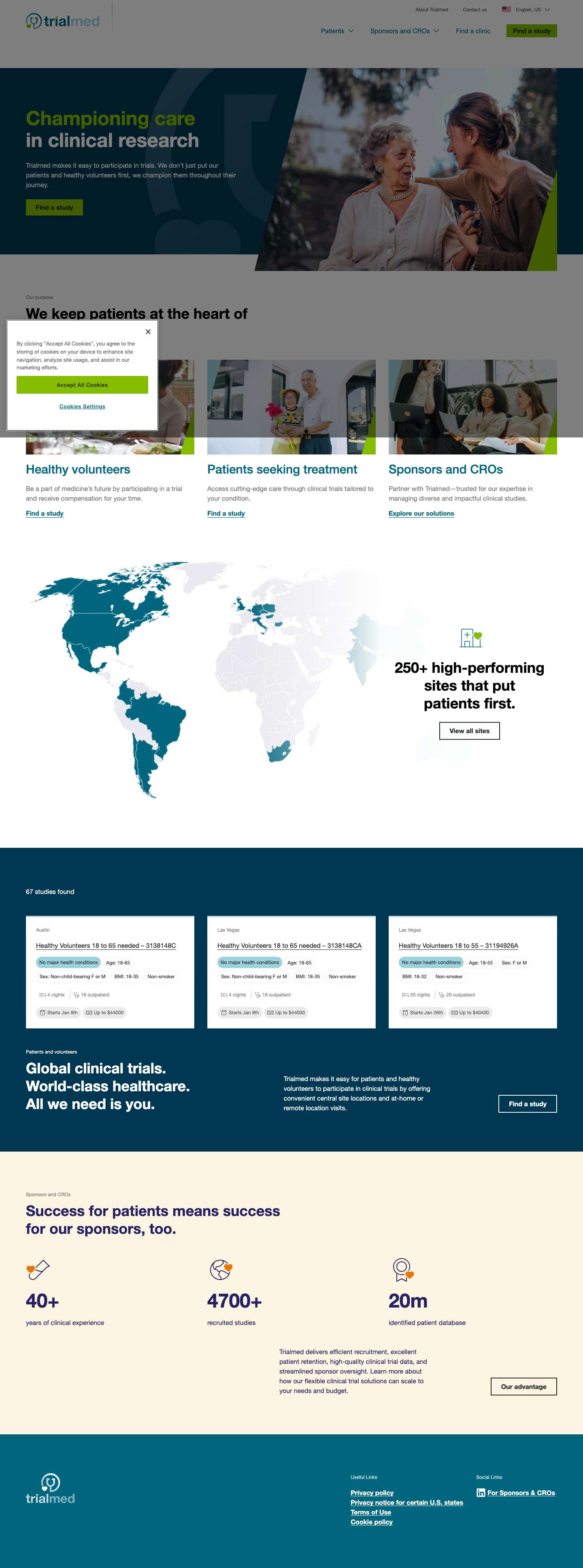 Global Clinical Trials & Research - Trialmed - Full Screenshot