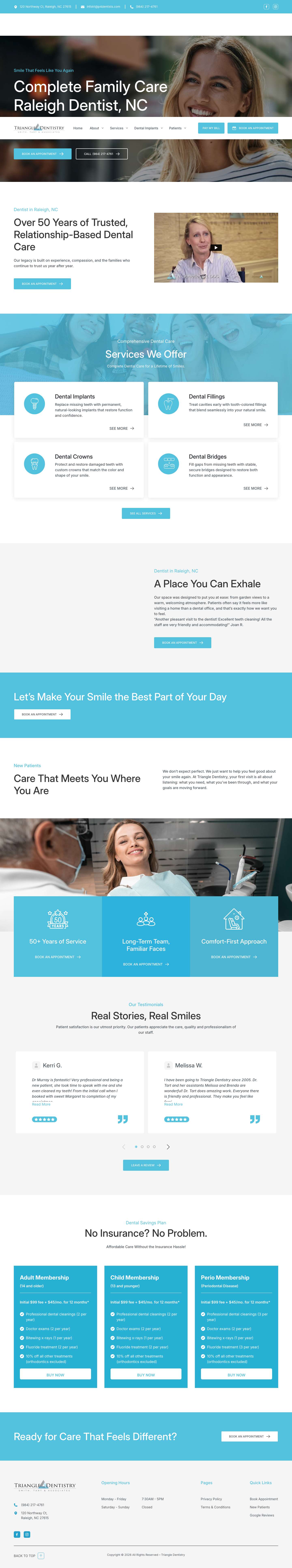 Top-Rated Family Dentist in Raleigh, NC | Triangle Dentistry - Full Screenshot