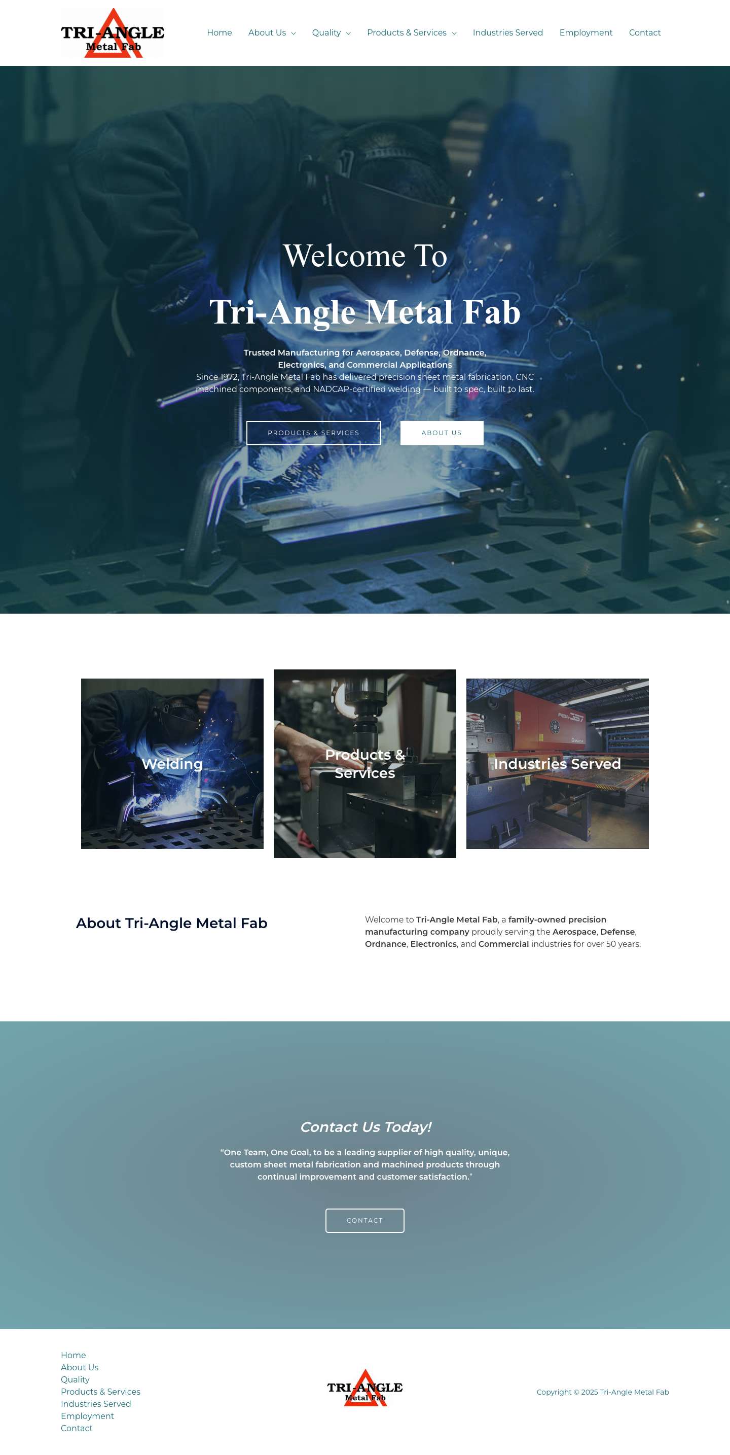 Home - Tri-Angle Metal Fab - Full Screenshot