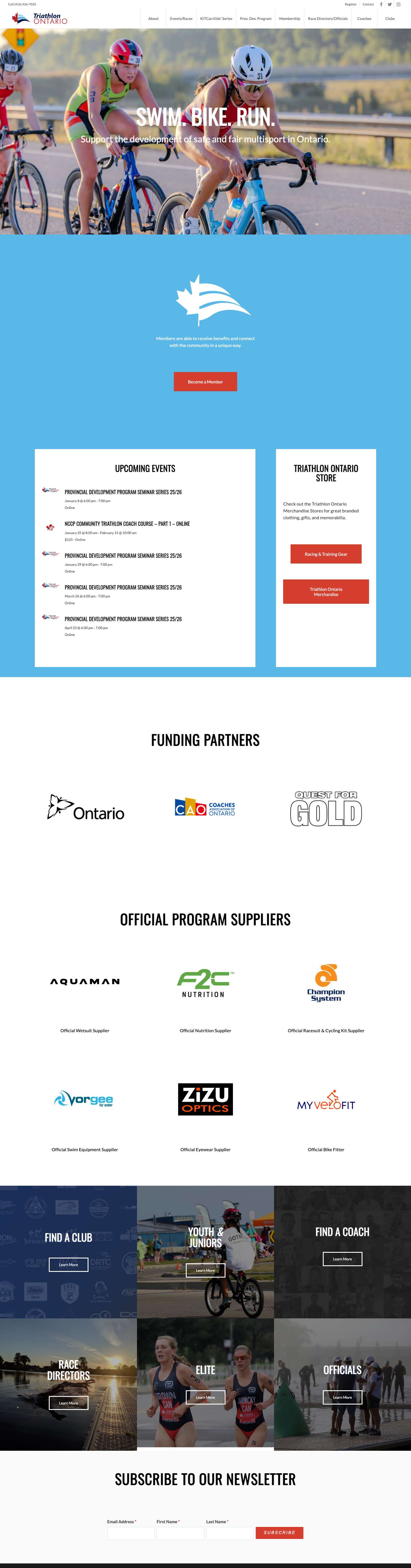 Triathlon Ontario – Supporting safe, fair multisport in Ontario. - Full Screenshot