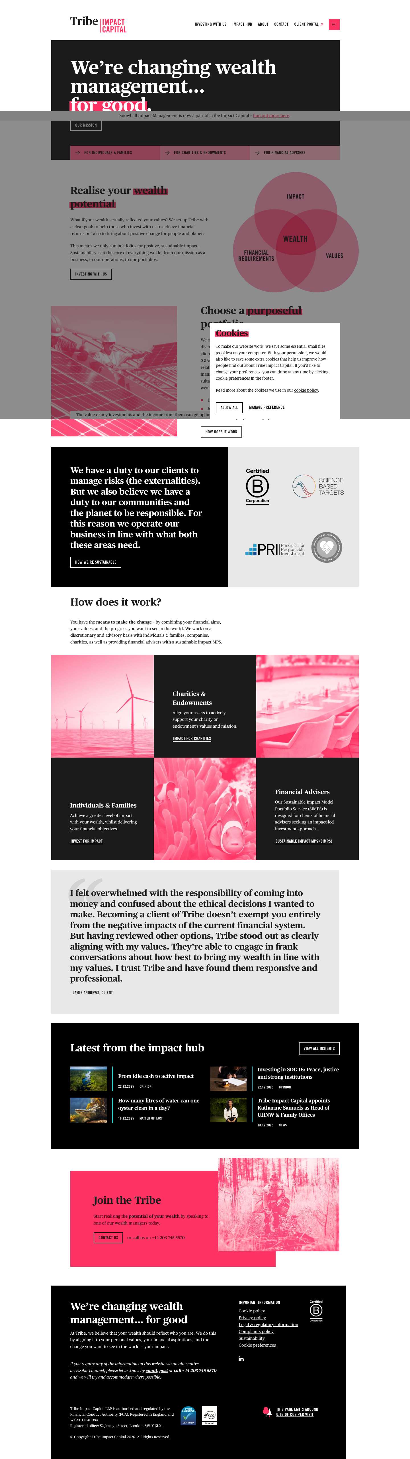 Impact Wealth Management | Tribe Impact Capital - Full Screenshot