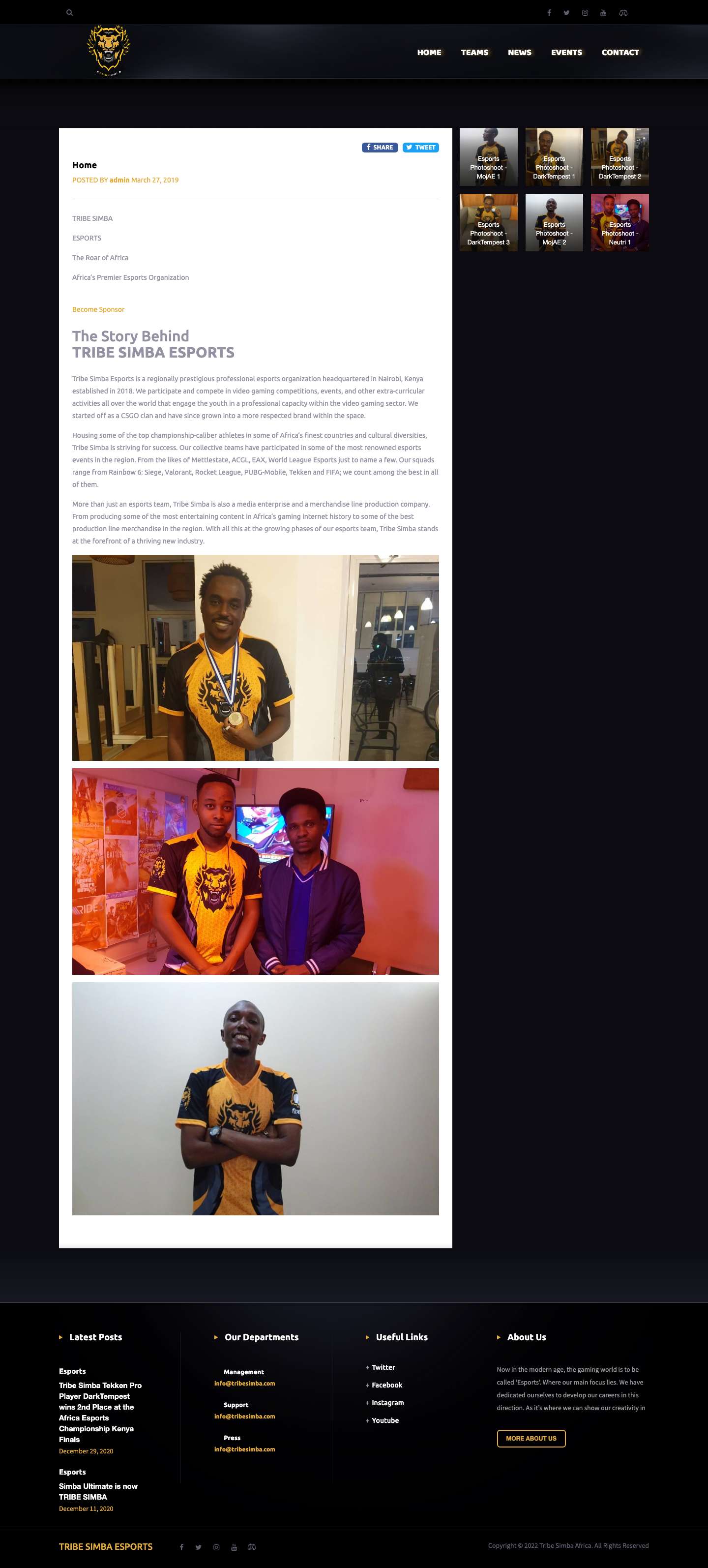 TRIBE SIMBA ESPORTS – Professional Esports Organization - Full Screenshot