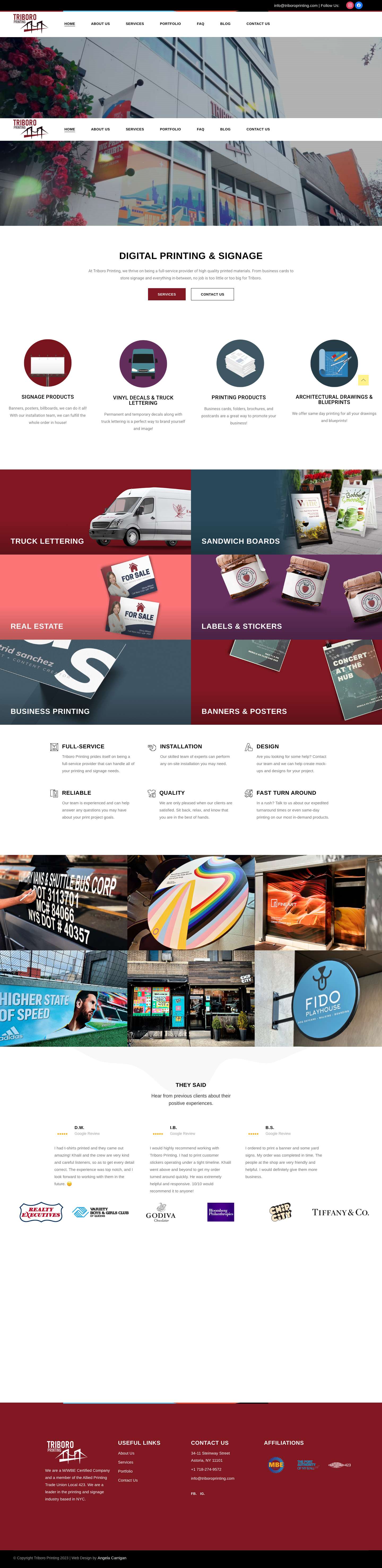 Triboro Printing - Digital Printing Astoria, NYC | Signage | Banners - Full Screenshot