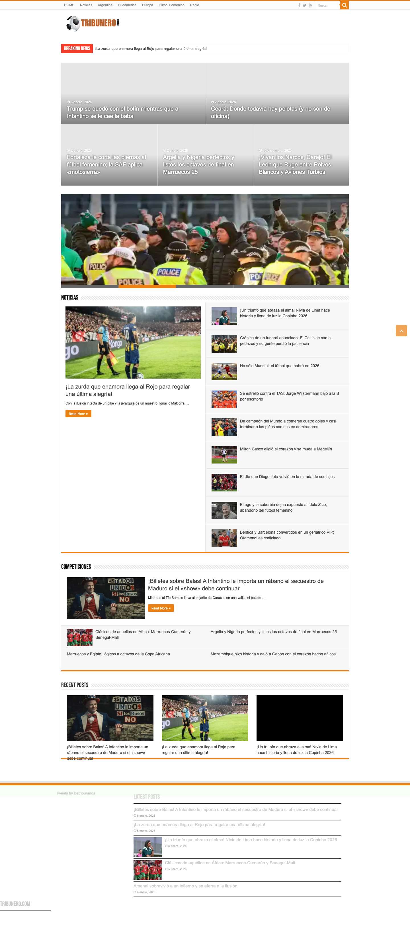 Tribunero Futbolero: Noticias y Resultados del Fútbol Mundial - Tribunero.com - Full Screenshot