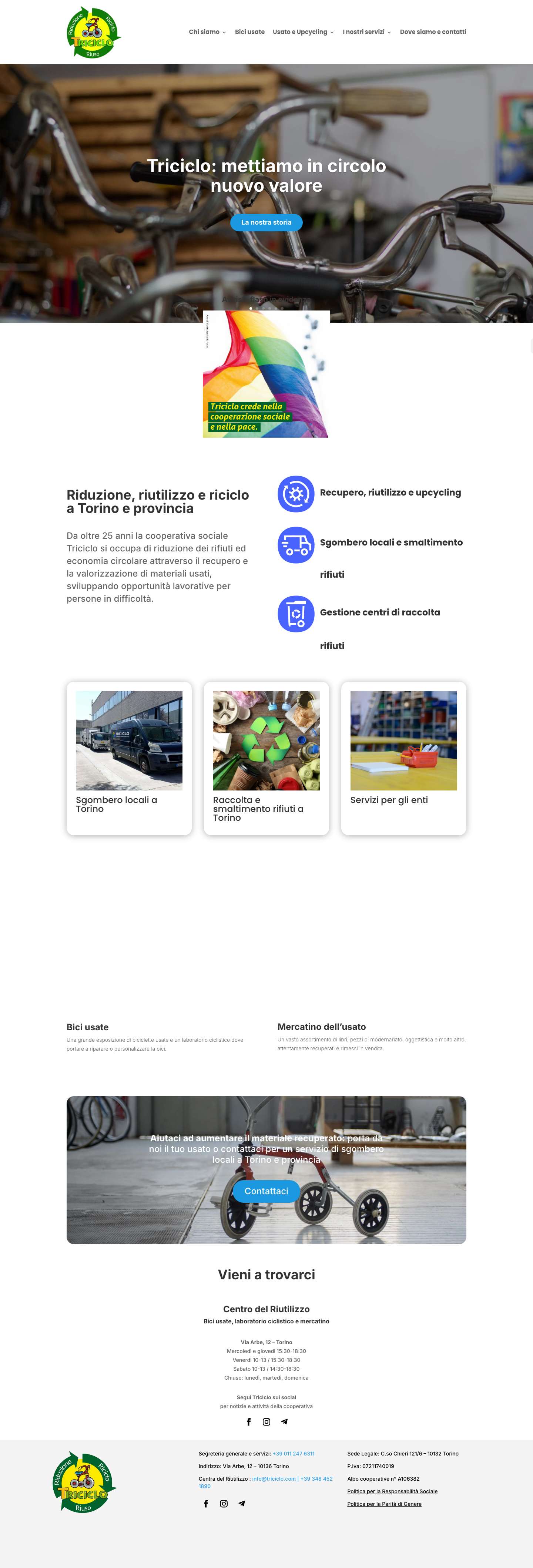 Mercatino dell'usato a Torino, vendita bici usate e smaltimento rifiuti - Full Screenshot