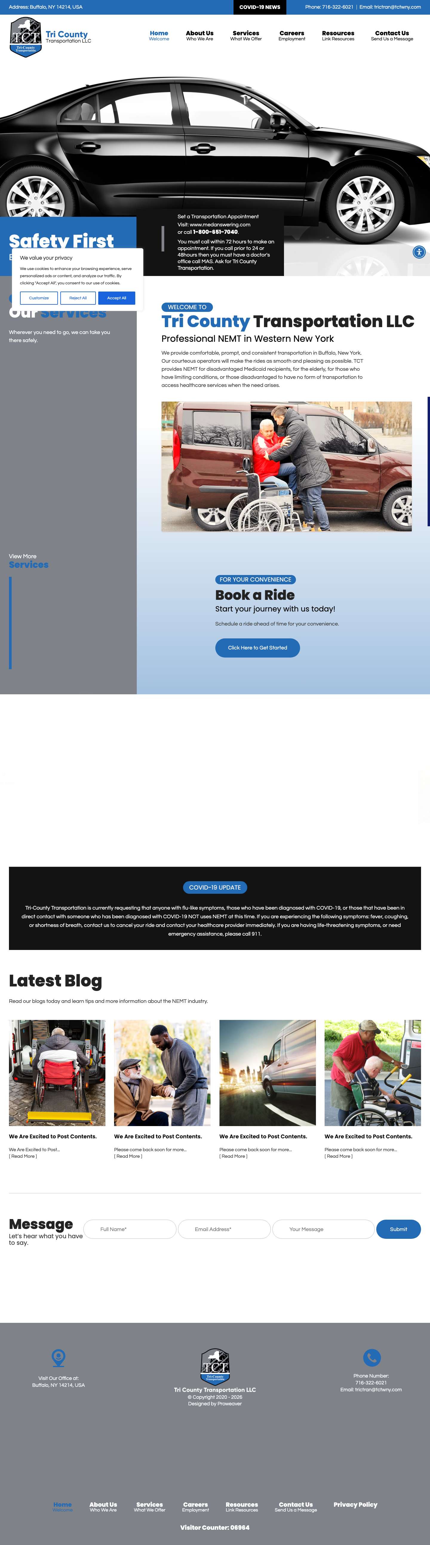 NEMT in New York | Tri County Transportation LLC - Full Screenshot