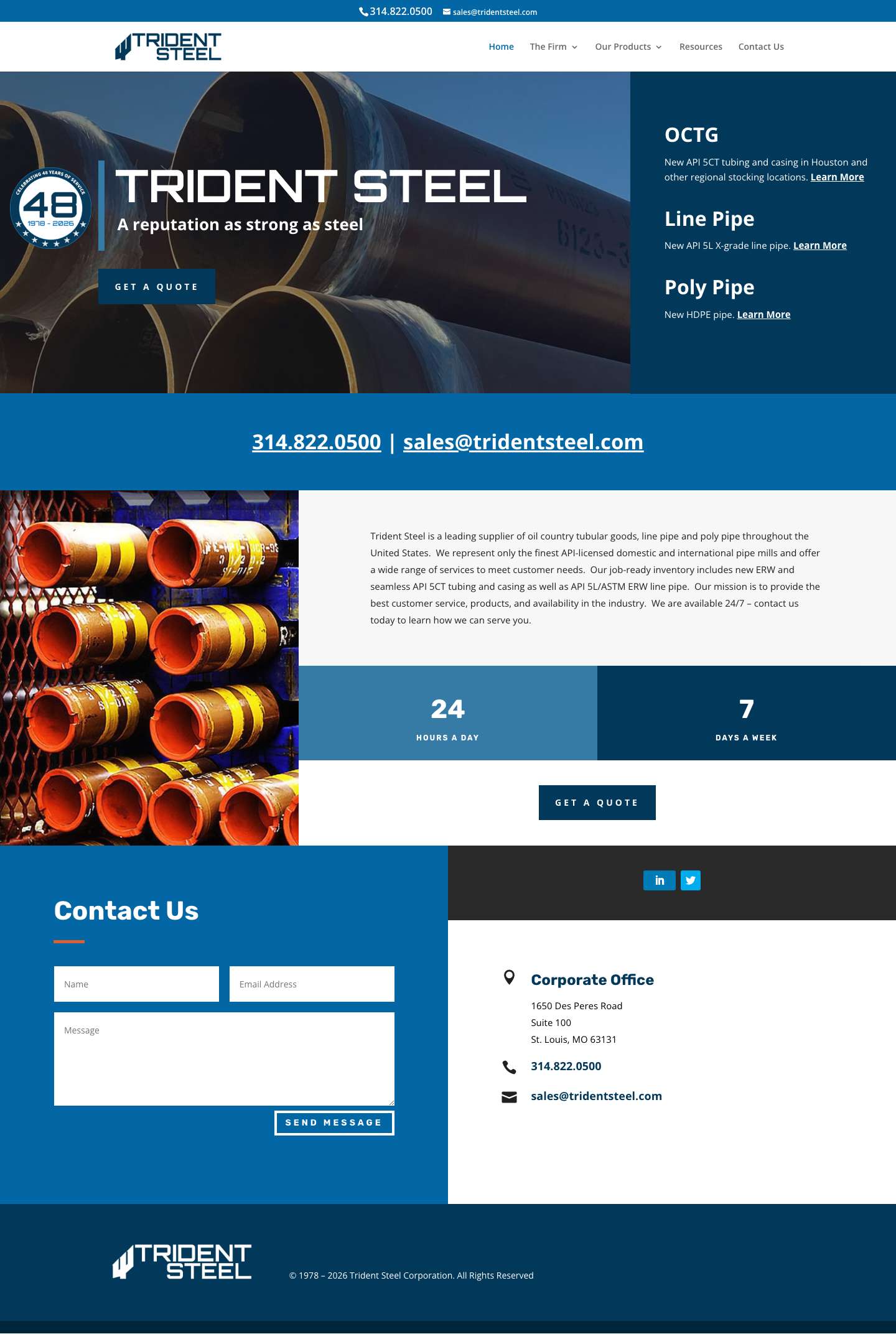 Home - Trident Steel Corporation - Full Screenshot