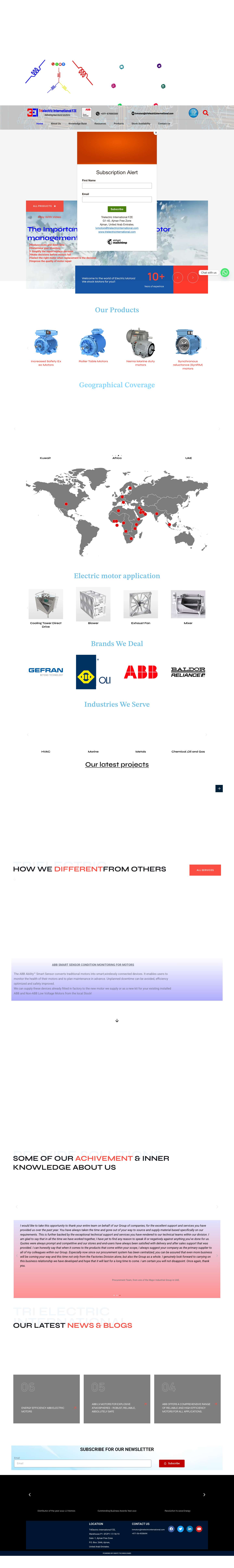 Electric Motors Suppliers in UAE | ABB Dealers in UAE, Kuwait, Bahrain & Iraq - Full Screenshot