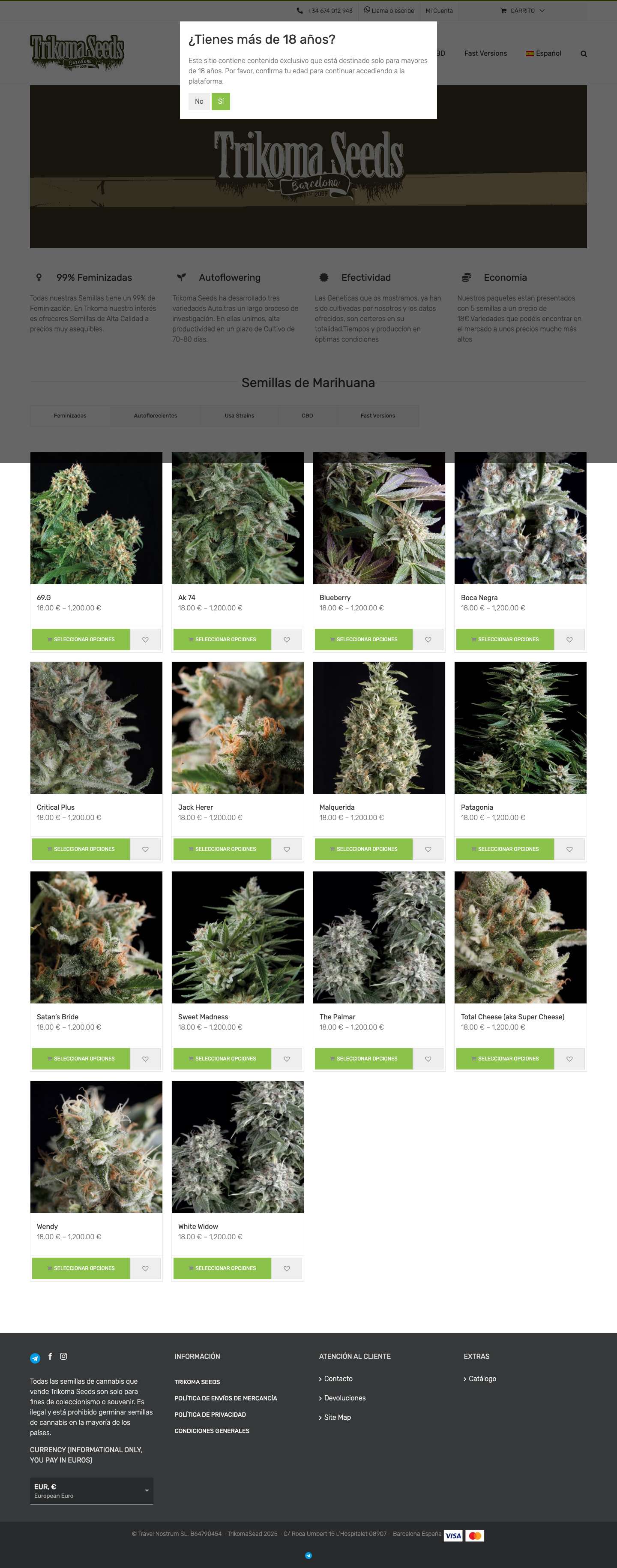 Banco de semillas de marihuana - Trikoma Seeds - Full Screenshot